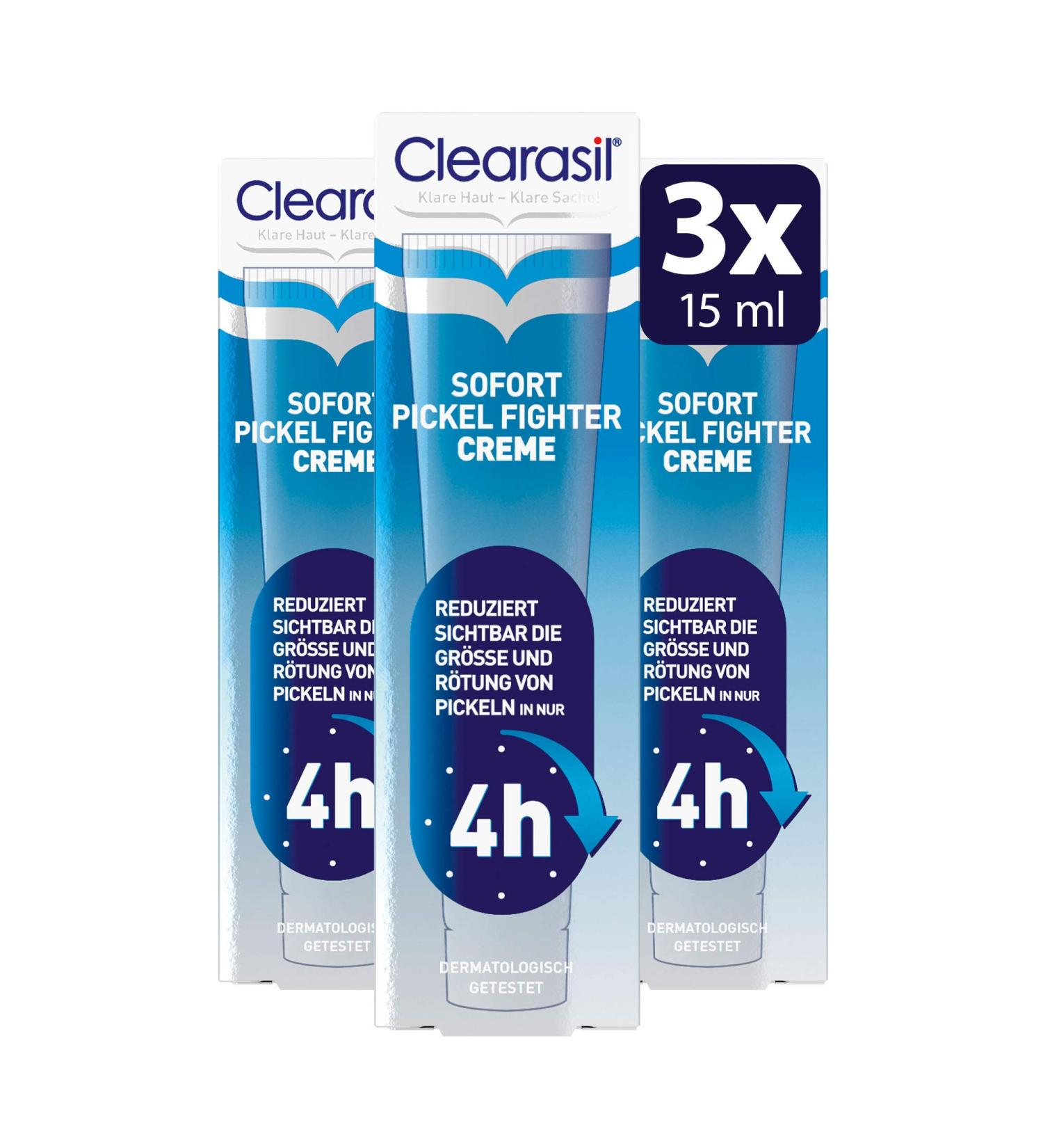 Clearasil Instant Pimple Fighter Cream - 3 Pack (3 x 15 ml) | Fast Acne Treatment for Clear Skin - Buy Online on GoSupps.com