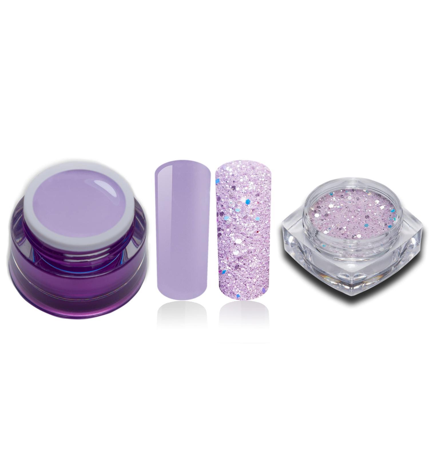 Buy Lilac Pastel Color Gel Set with Glitter Powder | RM BeautyNails 2 Series - UV LED Quality for Nail Art - Buy Online on GoSupps.com