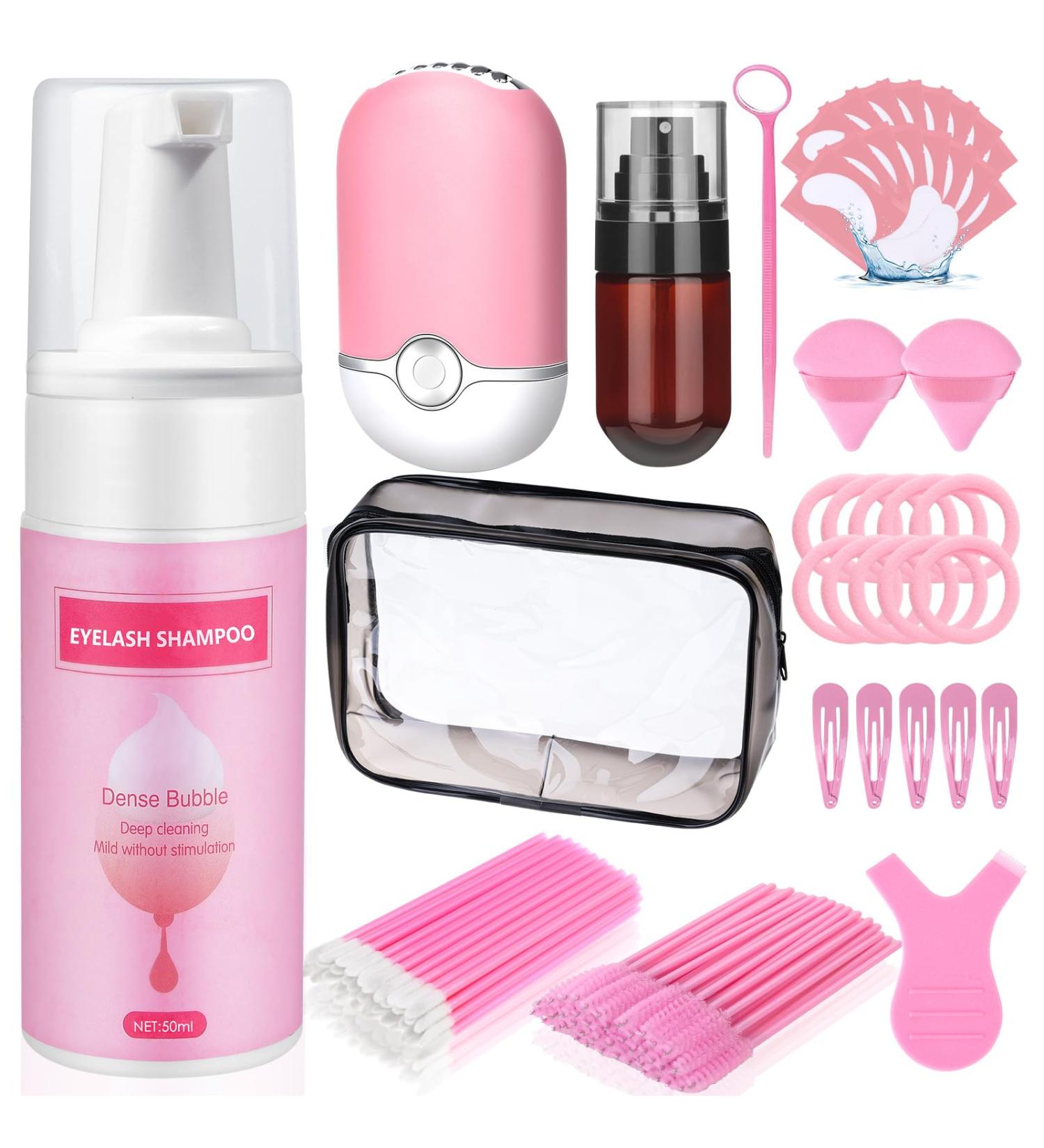 Lash Shampoo for Extensions - Gentle Mousse Cleanser & Cleaning Kit with Brush & Makeup Bag for Salon & Home - Deep Clean for Perfect Lash Care - Buy Online on GoSupps.com