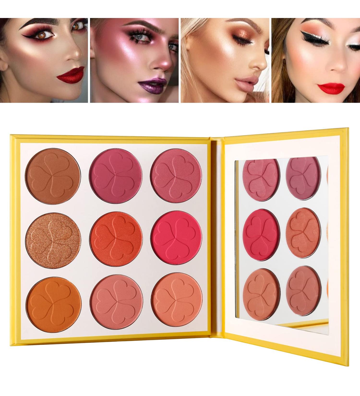 DE'LANCI Blush Highlighter Palette - High Pigment Face Makeup Kit for Teens - 9 Color Shimmer Matt Powder- Ideal for Cheeks and Base Foundation - Christmas Beauty Gift - Buy Online on GoSupps.com