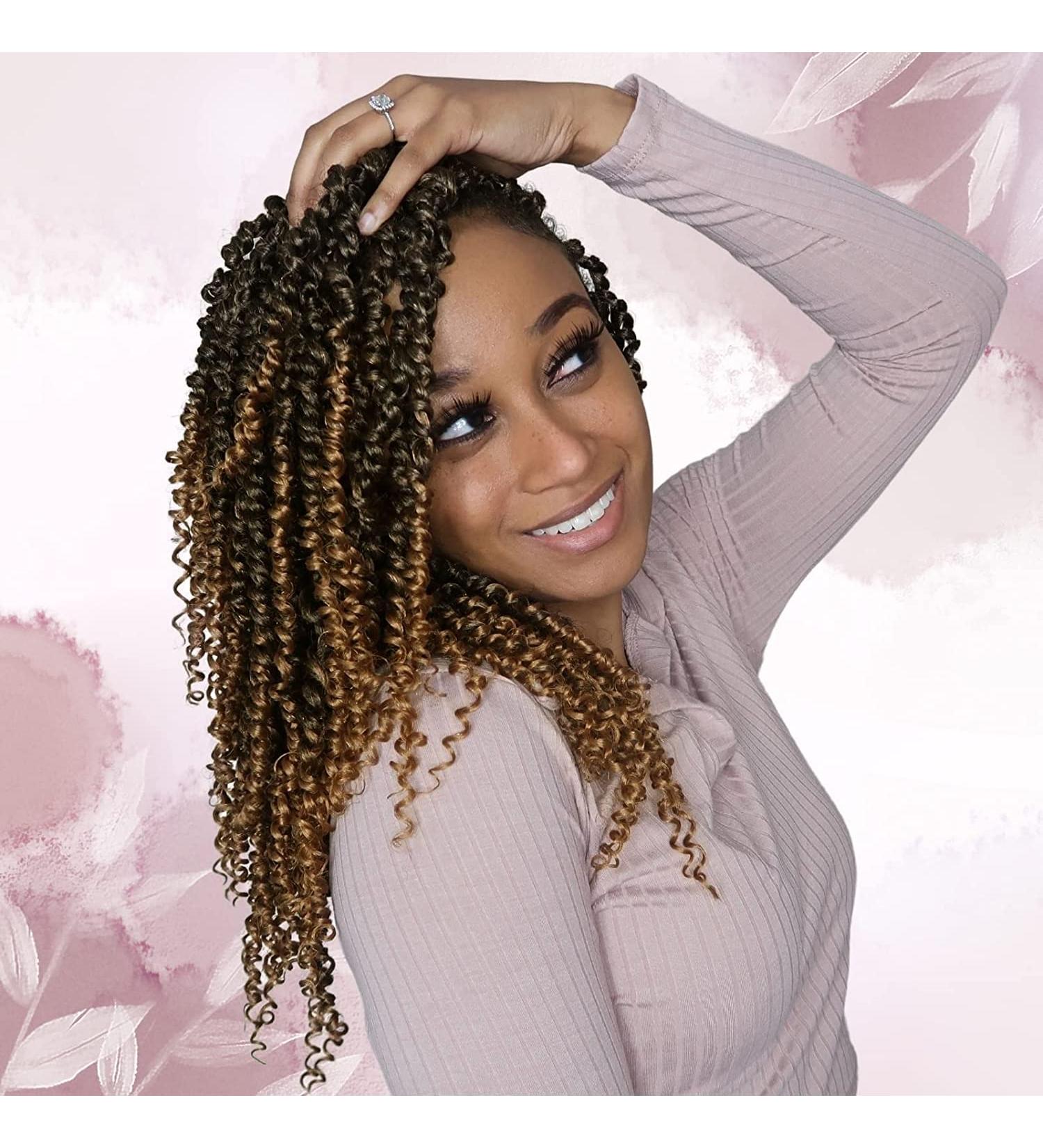 Ombre Gold Pre-Looped Passion Twists Braiding Hair 12 Inch - Short Crochet Pre-Twisted Synthetic Hair Extensions for Women (T27#) - 8 Packs - Buy Online on GoSupps.com