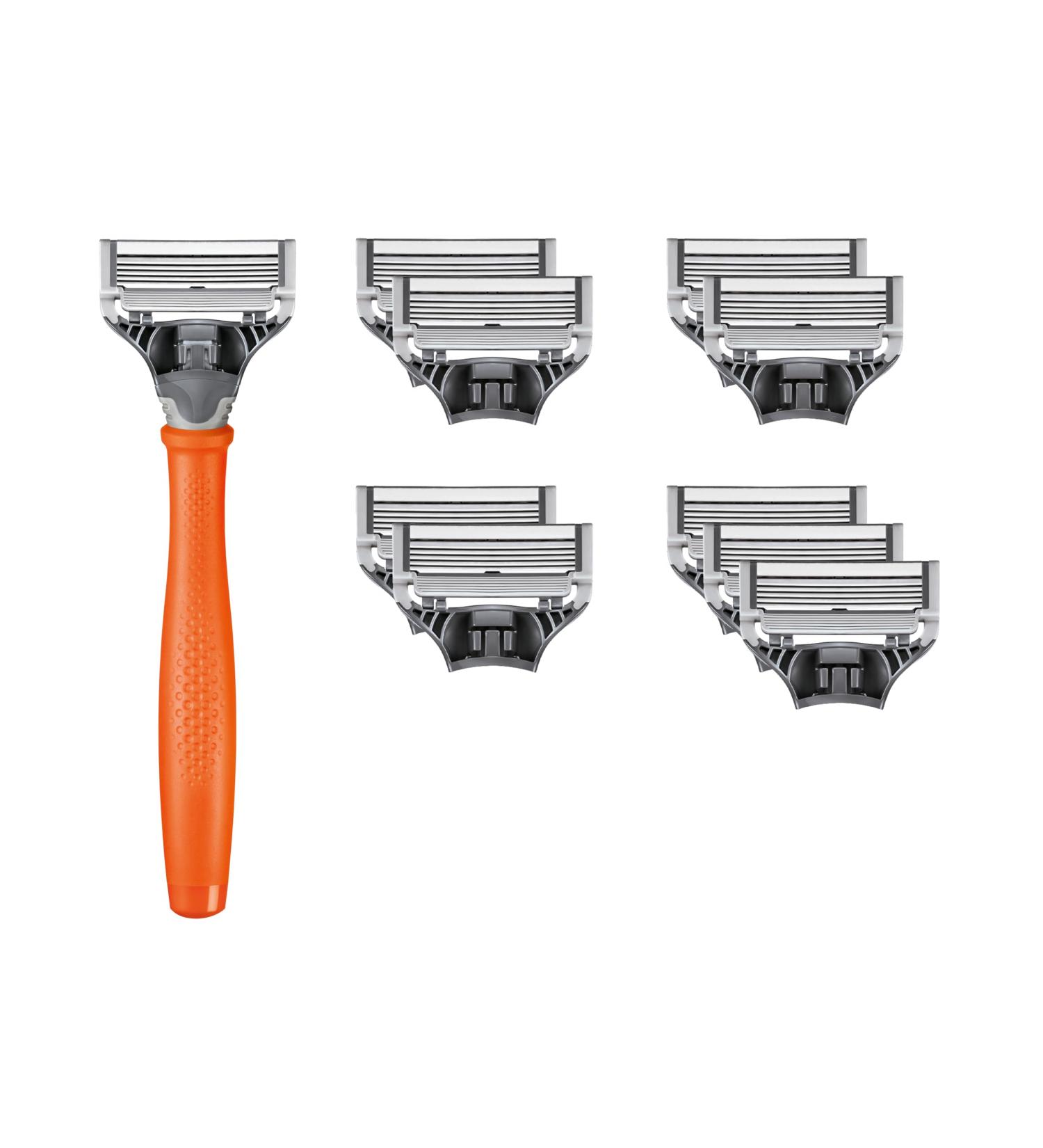 Harry's Men's Wet Razor Set Orange Handle & 10 Replacement Blades Premium Shaving for Men - Buy Online on GoSupps.com