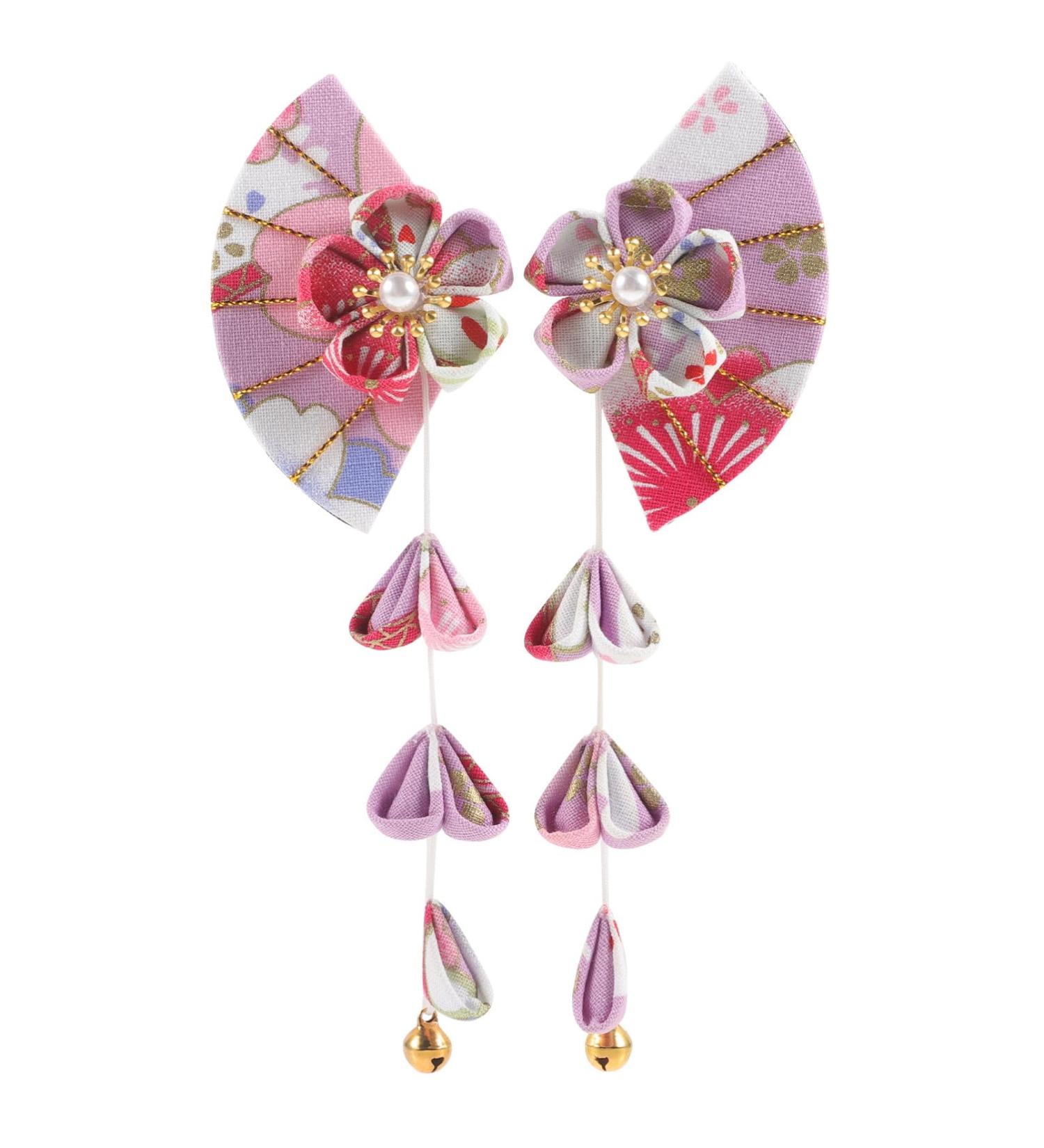 Gadpiparty 1 Pair Hair Jewelry Hair Clips for Girls Japanese Style Barrette Flower Tassel Hairpin Fan Barrettes Hair Accessories for Girls Hair Clips for Thick Hair Bride Decorate Metal Cloth - Buy Online on GoSupps.com