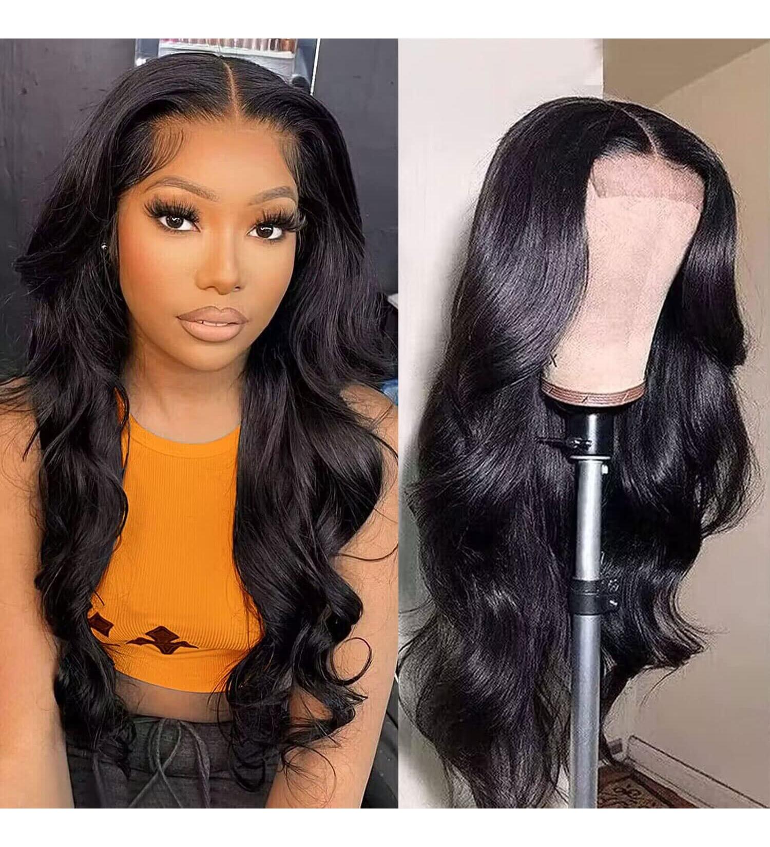 LSYBEAUTY Body Wave Lace Front Wig 22 Inch - 180% Density Brazilian Virgin Hair - Glueless 4X4 Lace Closure Wig for Black Women - Pre Plucked with Baby Hair - Natural Color 22 Inch - Buy Online on GoSupps.com