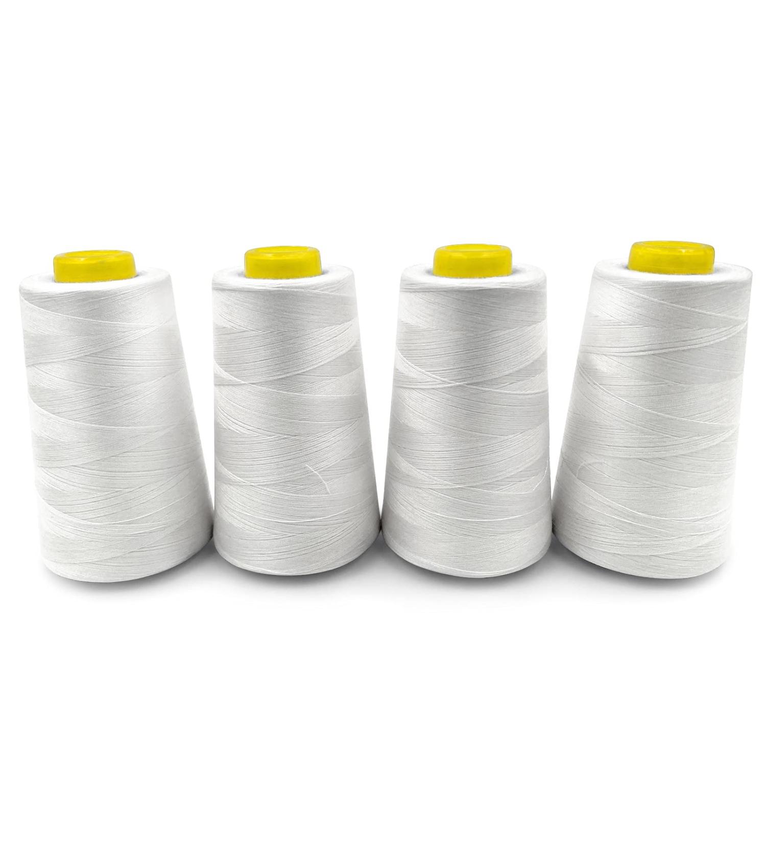 Tortoise 4 Cones 3000 Yards Sewing Thread All Purpose 100% Polyester Serger Overlock Quilting Machine - White - Buy Online on GoSupps.com