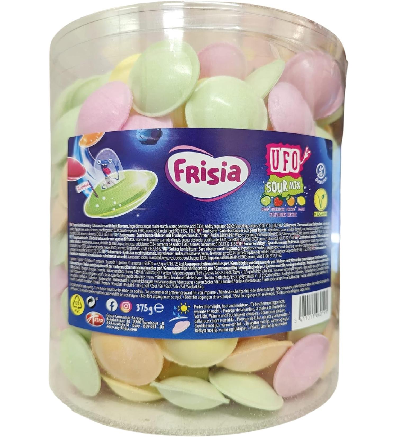 Frisia Flying Saucers Sweets Bulk - 375g Citric Wafers with Fruit Flavours Fizzy Sweets Tub Gluten Free Kids Sweets for Birthday Party Bag Fillers - Buy Online on GoSupps.com
