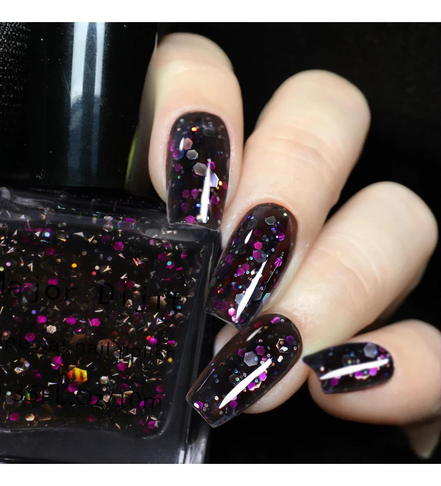 DouborQ Jelly Glitter Nail Polish Black Translucent Long-lasting Sequins Nail Art Varnish (07) Black Glitter-05 - Buy Online on GoSupps.com