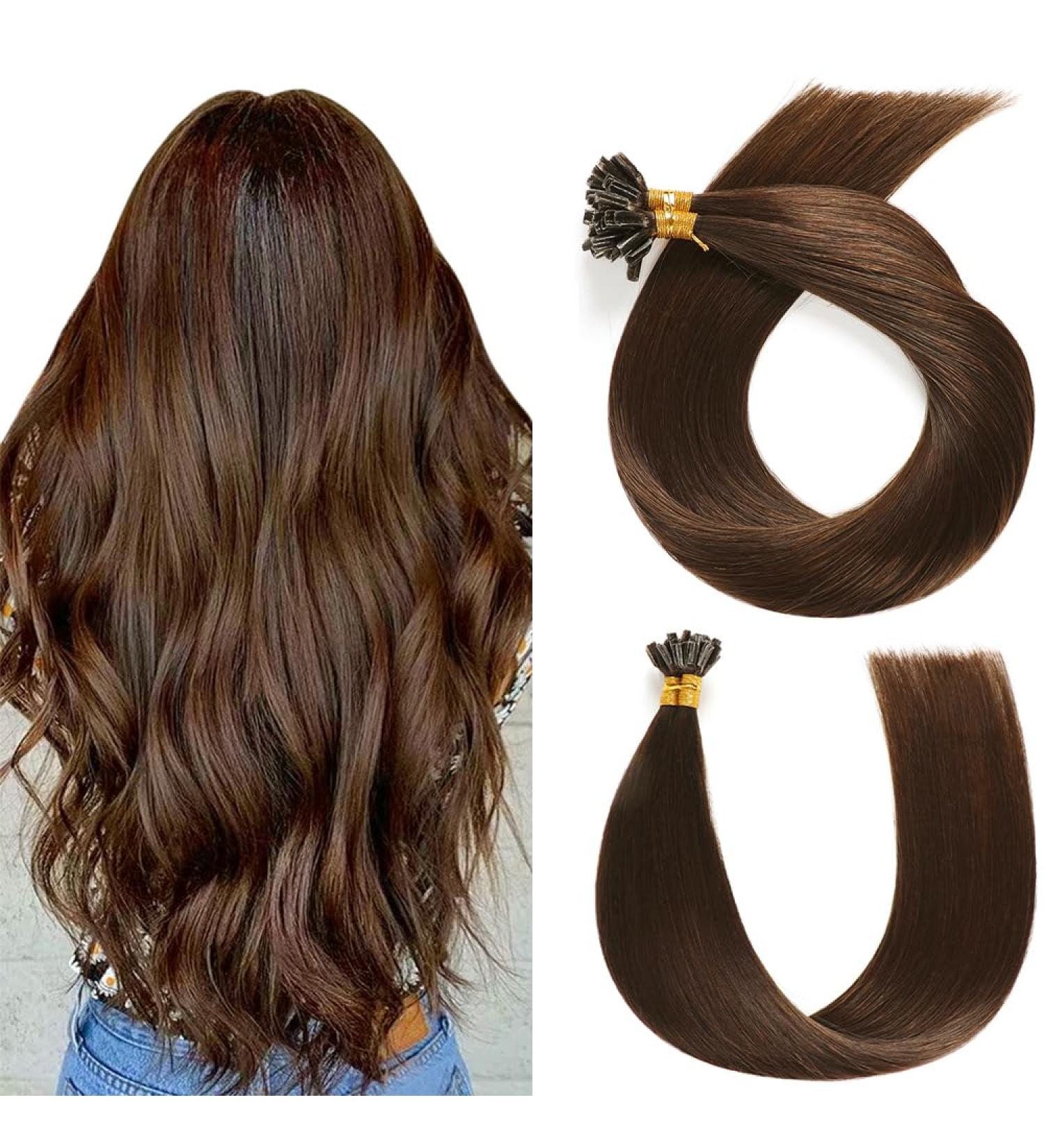 YILITE U Tip Hair Extensions Real Human Hair 14 inch 50 Strands 40g Pre Bonded Silky Straight Human Hair Extensions Keratin Nail U Tip Hair Extensions (14 Inch #4 Medium Brown) - Buy Online on GoSupps.com