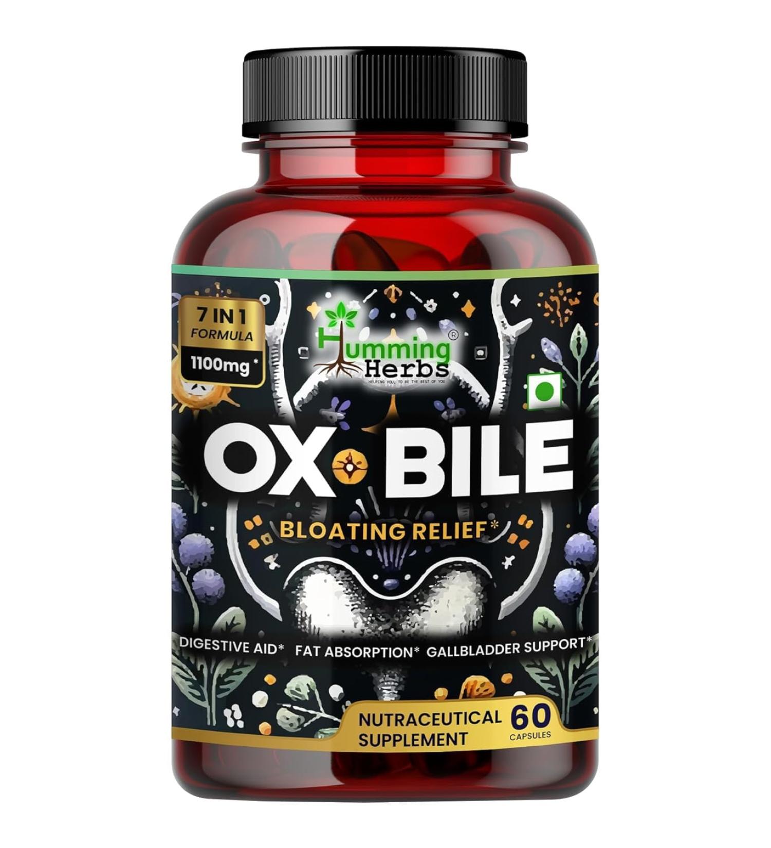 SS Ox Bile Extract 1100mg - Digestive Aid for Bloating Relief Enhanced Fat Absorption and Gallbladder Support - With Probiotics Turmeric Inulin - Buy Online on GoSupps.com