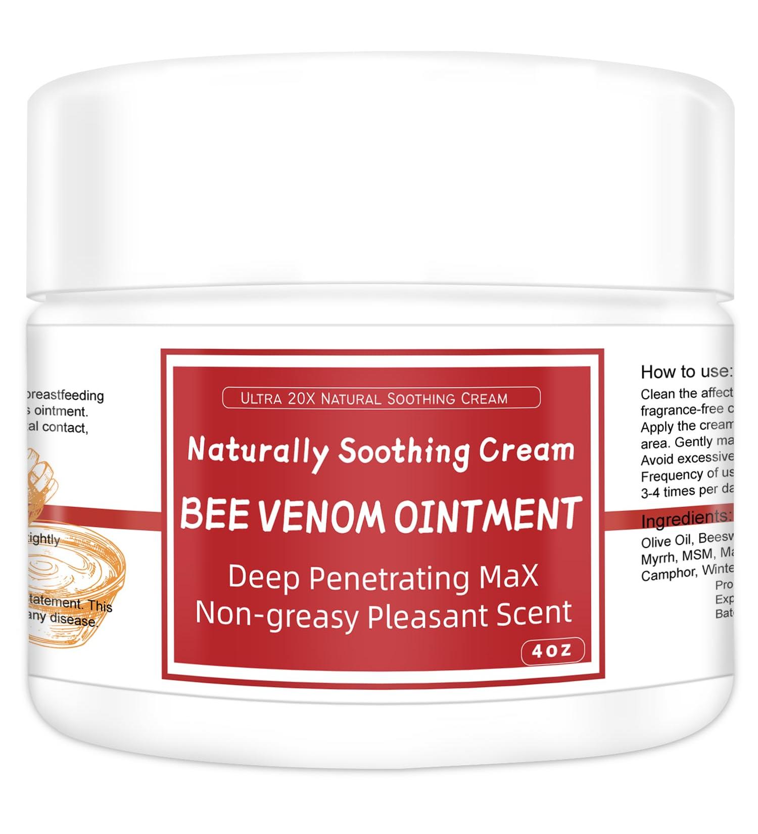 Max Strength Bee Venom Cream Natural Organic Soothing Treatment for Psoriasis Rash Jock Itch Stubborn Ringworm Itchy Dry Skin - All Body Skin for Children & Adults 4 Fl Oz (Pack of 1) - Buy Online on GoSupps.com
