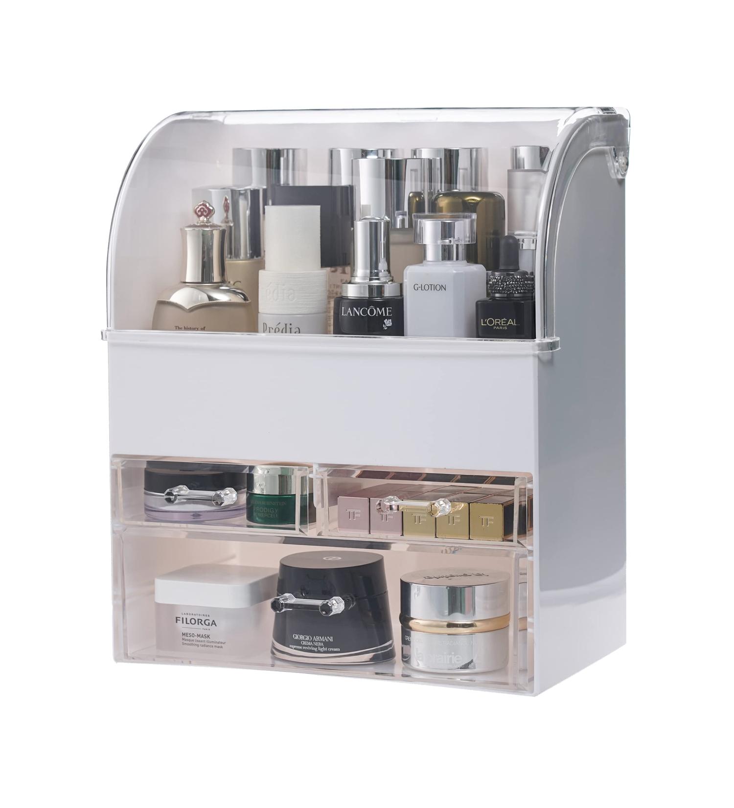 Premium MOOCHI White Makeup Organizer - XL Waterproof Storage Case with Drawers for Cosmetics & Jewelry - Buy Online on GoSupps.com
