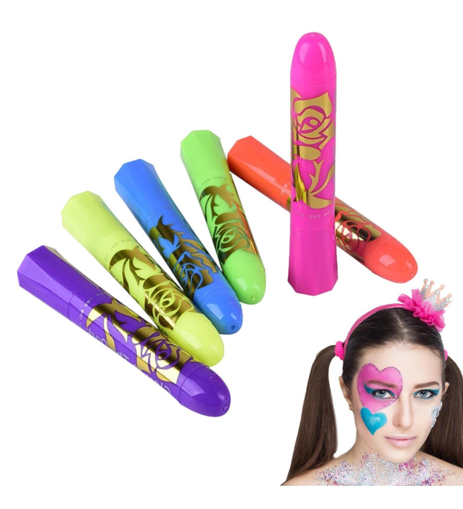  YNPQTDS Luminous Face Paint | Luminous Face Paint Pencils | Safe Washable Pencil Sticks for Outdoor Parties Adults Birthday Makeup Club Halloween - Buy Online on GoSupps.com