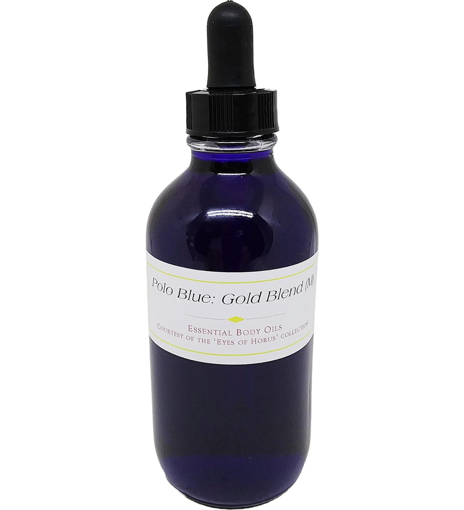Polo Blue: Gold Blend - Type For Men Scented Body Oil Fragrance Glass Dropper Top - Purple - 4 oz. - ID#38503 4 Fl Oz (Pack of 1)