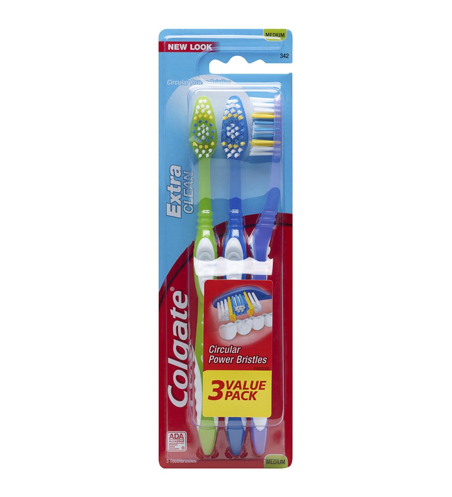 Colgate Extra Clean Full Head Toothbrush Medium - 3 Count - Buy Online on GoSupps.com