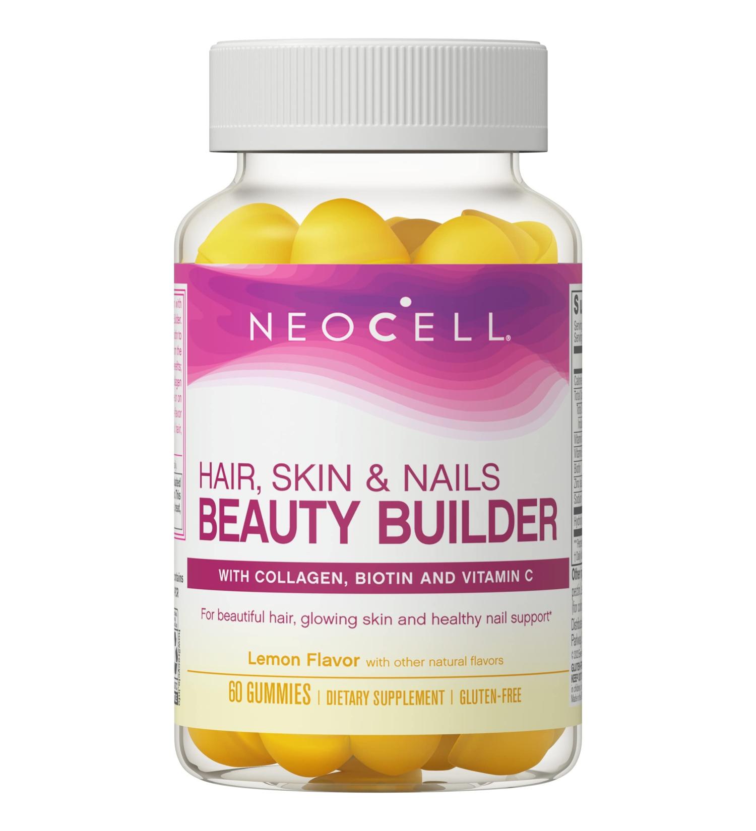 NeoCell Collagen + Vitamin C & Biotin Gummies - Hair, Skin & Nails Support | Collagen Type 1 & 3 | Lemon Flavor - 60 Count - Buy Online on GoSupps.com