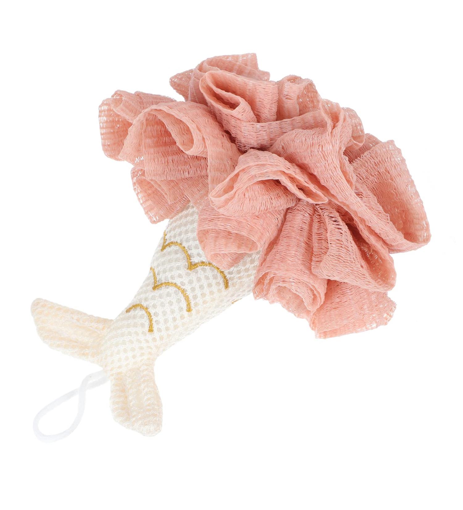 Lurrose Mermaid Tail Bath Loofah Sponge | Exfoliating Shower Scrubber for Women and Men - Pink - Buy Online on GoSupps.com