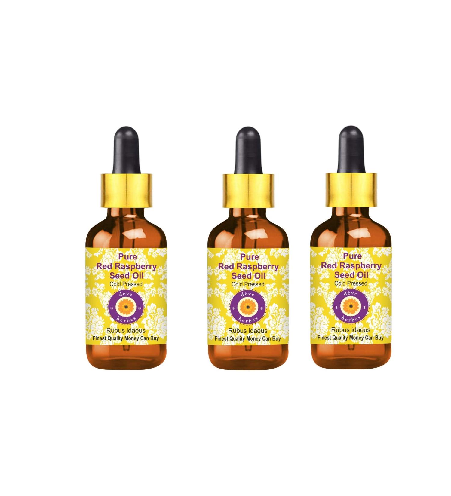 d ve herbes Pure Red Raspberry Seed Oil (Rubus idaeus) with Glass Dropper Cold Pressed (Pack of Three) 100ml X 3 (10 oz) - Buy Online on GoSupps.com