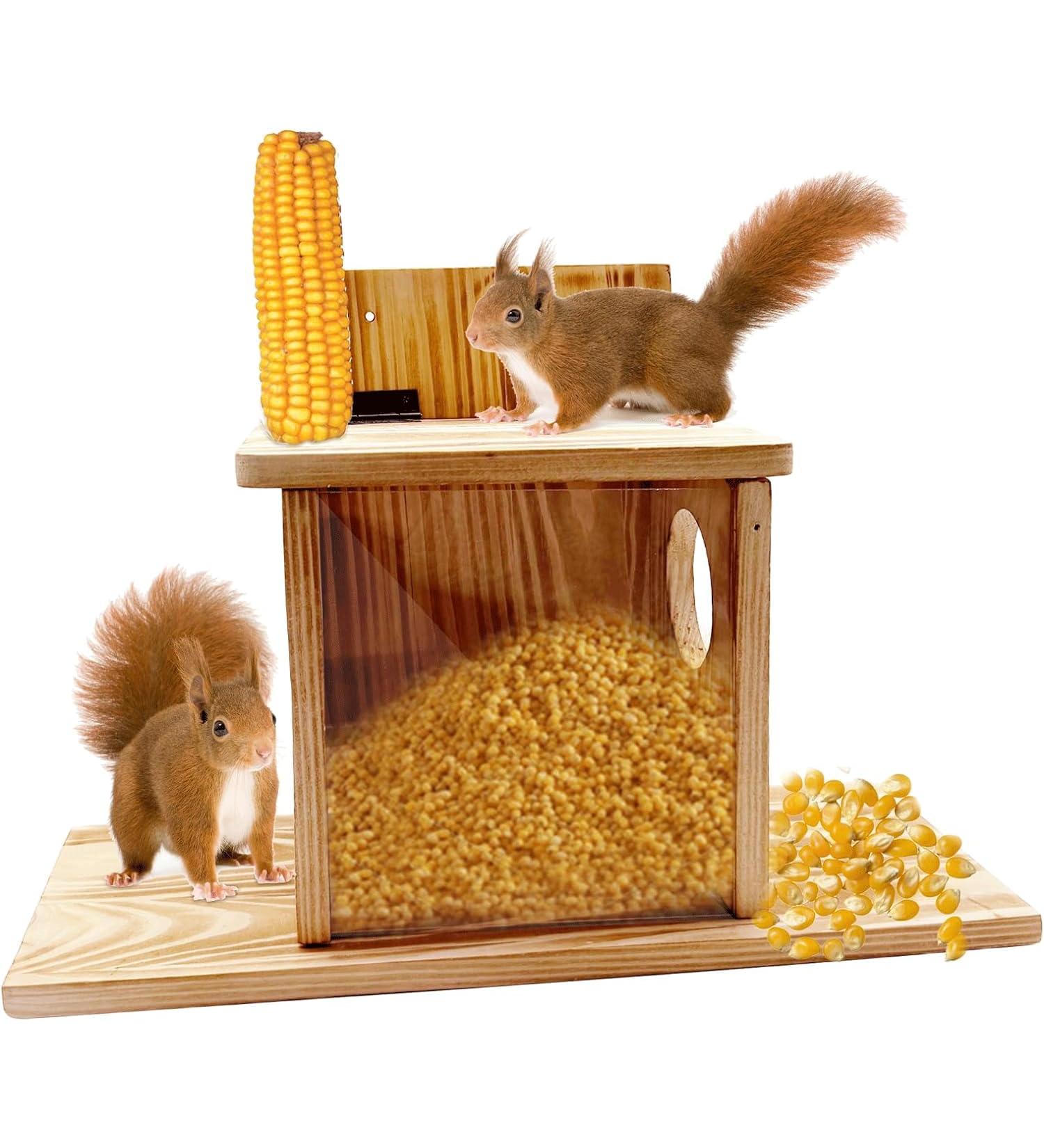 Direct Wicker Squirrel Feeder Wood Flip-Up Roof For Squirrel Food Placement Removable Front Panel Squirrel Feeder Just For Squirrels - Buy Online on GoSupps.com