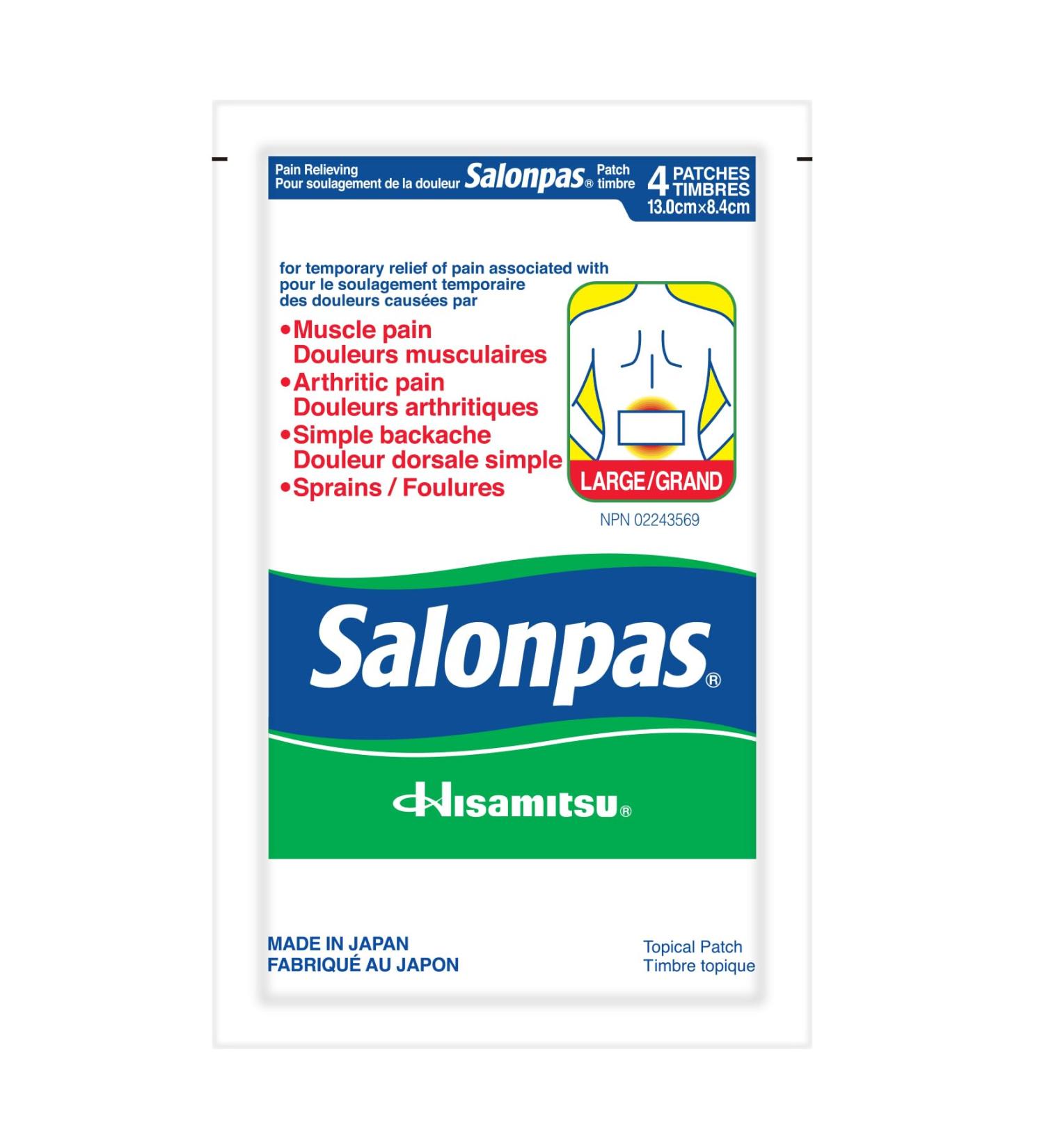 Salonpas Pain Relieving patch - Large 4 count - Buy Online on GoSupps.com