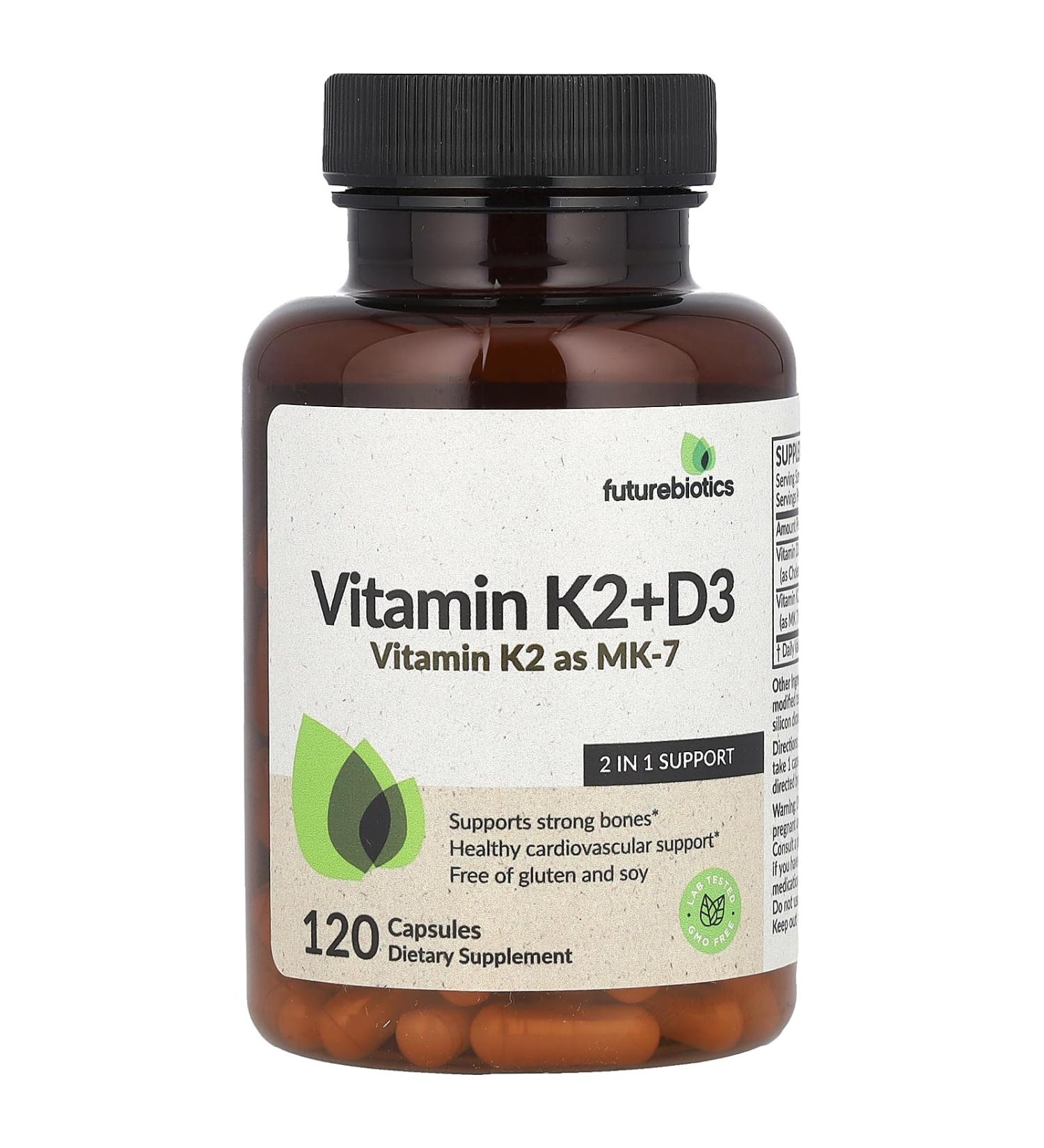 Futurebiotics Vitamin K2 + D3 120 Capsules - Buy Online on GoSupps.com