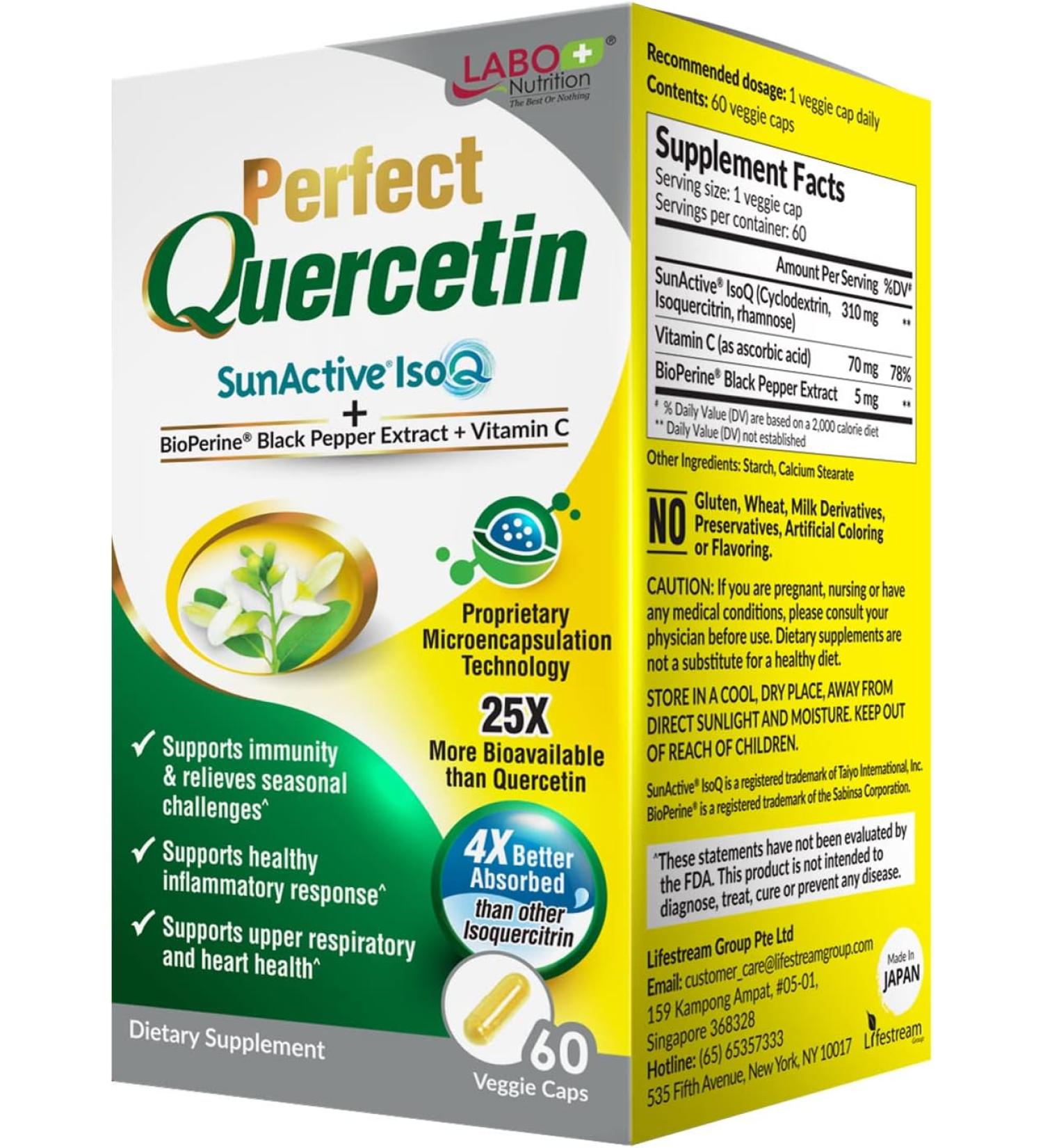 LABO Nutrition Perfect Quercetin SunActive IsoQ Bioflavonoids - 60 Capsules | Immune & Antioxidant Support - Buy Online on GoSupps.com