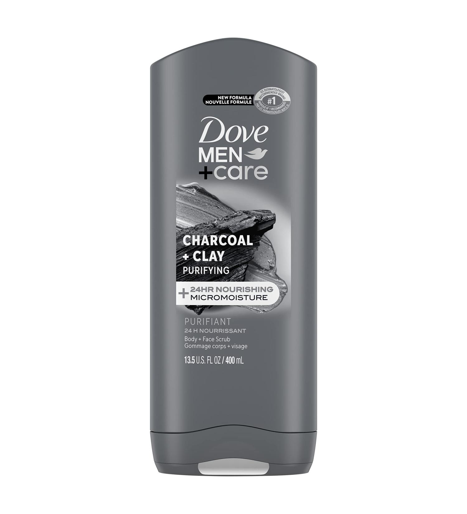 Dove Purifying Charcoal + Clay Body and Face Wash for Men 13.5 oz | 24-Hour Nourishing Micromoisture | International Shipping - Buy Online on GoSupps.com