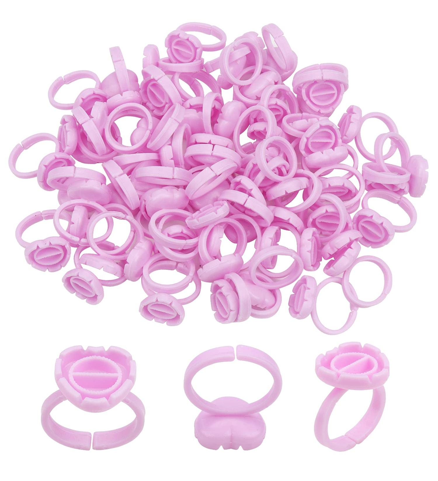 200 PCS Disposable Plastic Glue Cup Rings | 2 Slots - Purple | For Lash Tattoo Nail Art Pigment Eyelash Extension Palette - Beauty Tool Bulk - Buy Online on GoSupps.com