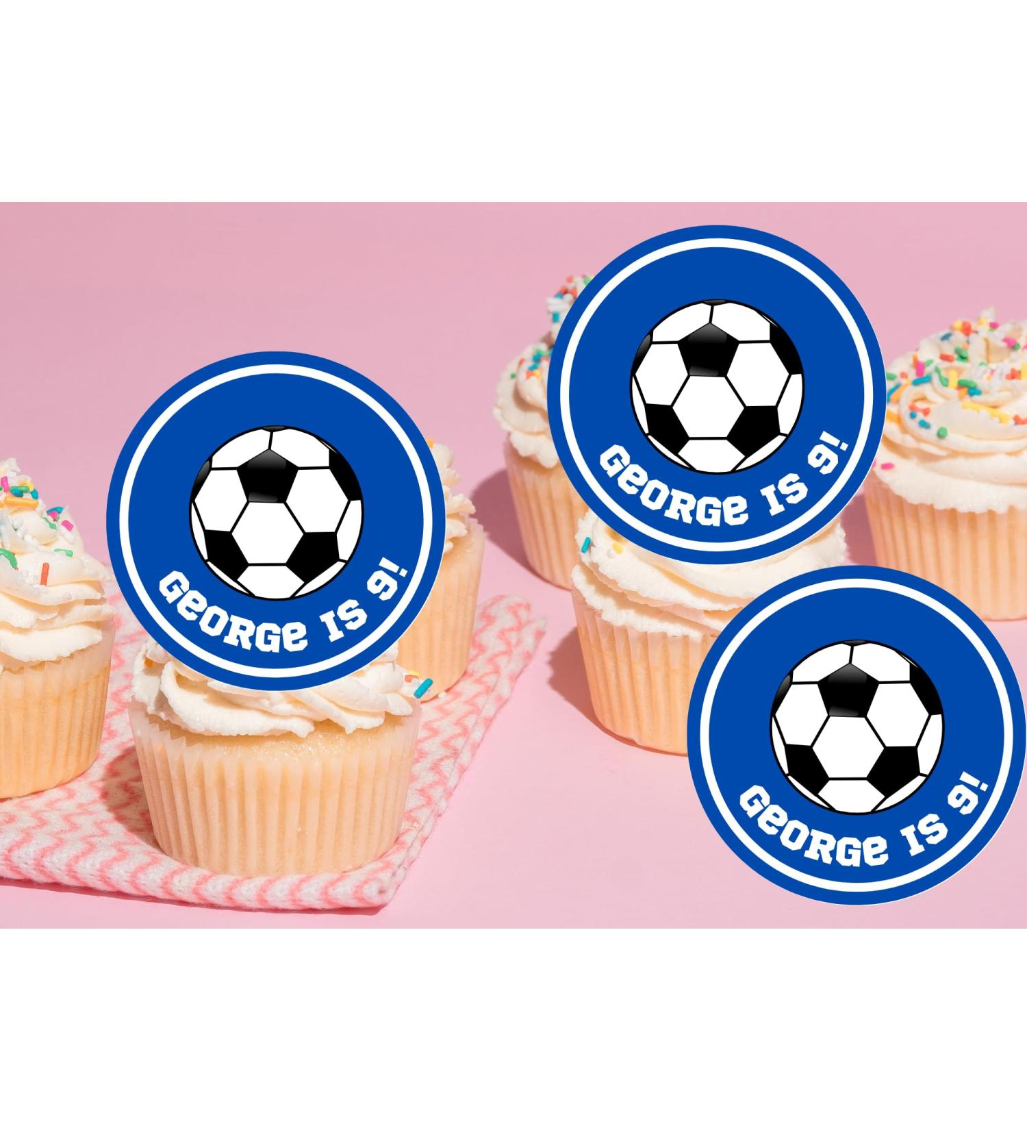 20 x Personalised Football party cupcake toppers wafer/icing uncut - (icing paper red) Red icing paper - Buy Online on GoSupps.com