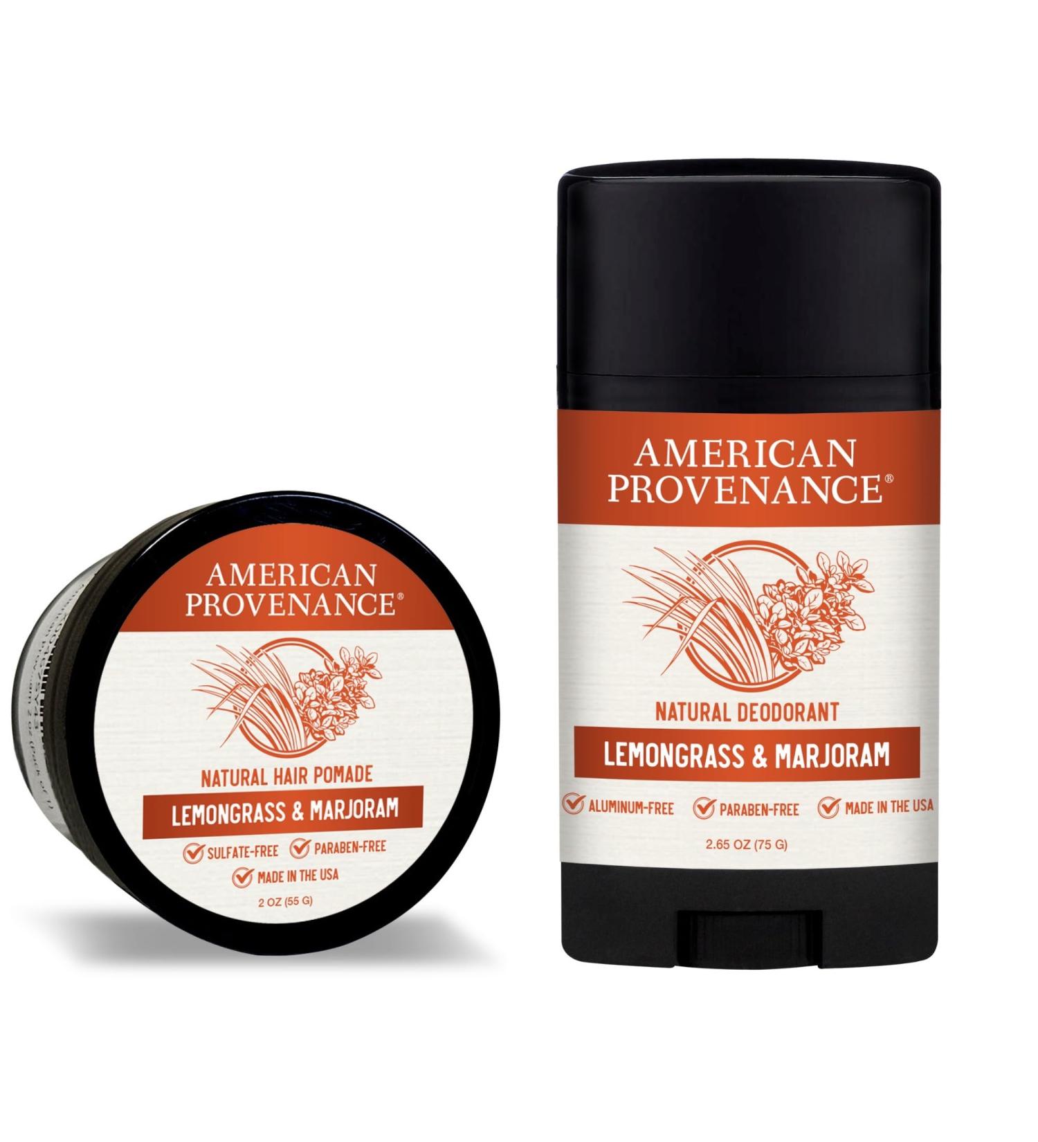 American Provenance Lemongrass and Marjoram Deodorant and Hair Pomade Bundle - Buy Online on GoSupps.com