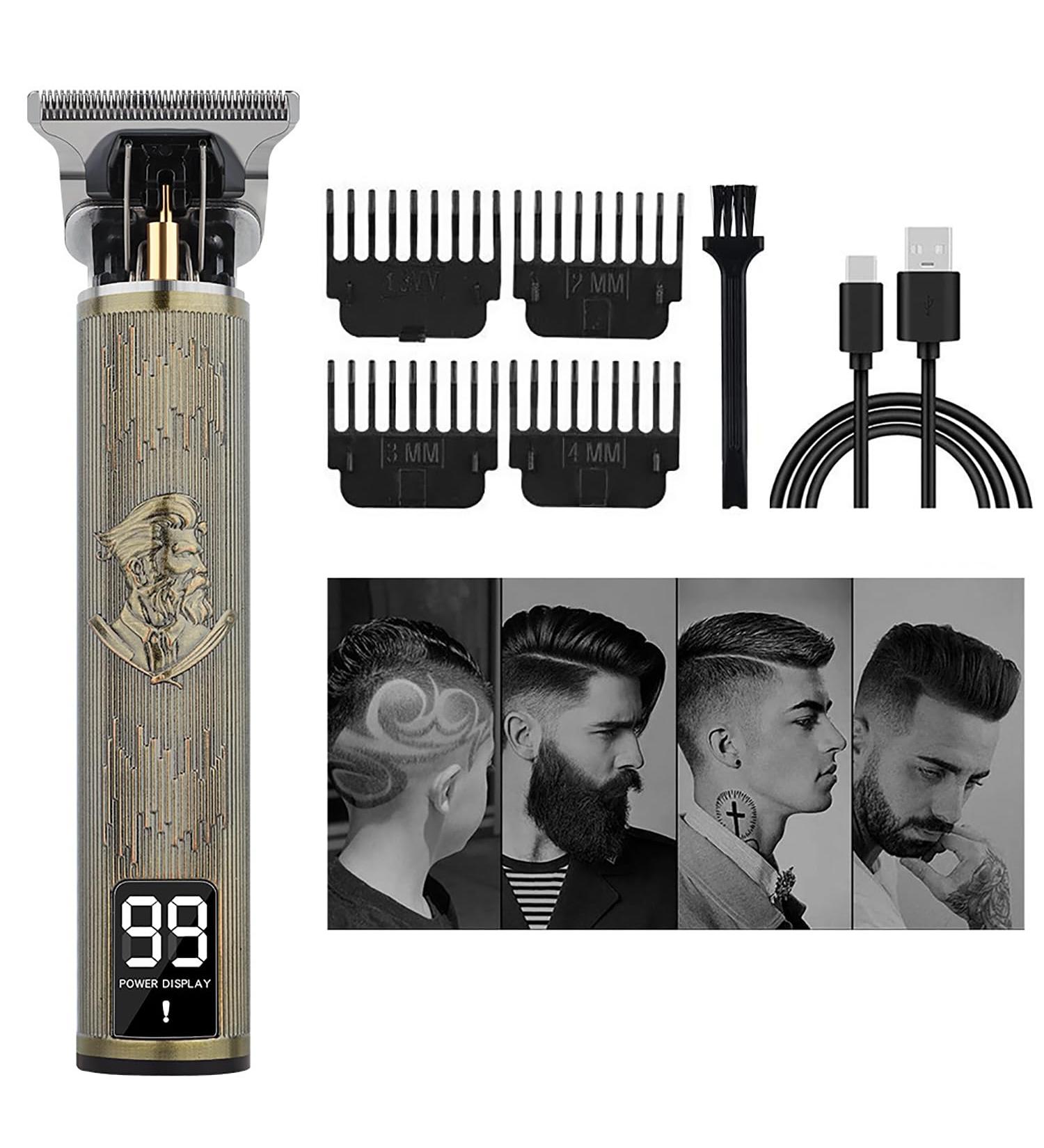 Professional Men's Hair Clipper Beard Trimmer Men's Hair Trimmer USB Rechargeable Portable Electric Shaver LED Screen Suitable for Adults and Barbers - Buy Online on GoSupps.com