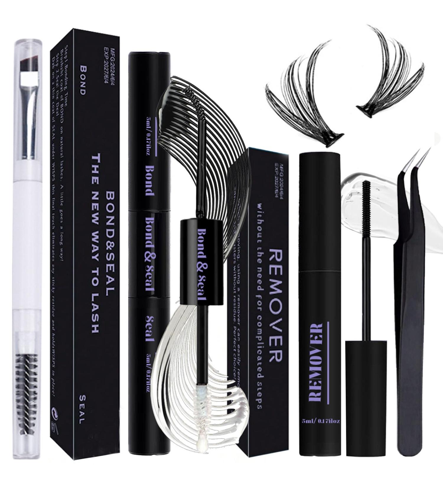 Qiveaory Lash Bond and Seal Kit 4 Pcs DIY Lash Extension with Waterproof Lashe Cluster Glue 72h Hold and Seal Lash Remover Tweezers Portable Eyelash Brush with Cap for Eyelash Extensions Beginners - Buy Online on GoSupps.com