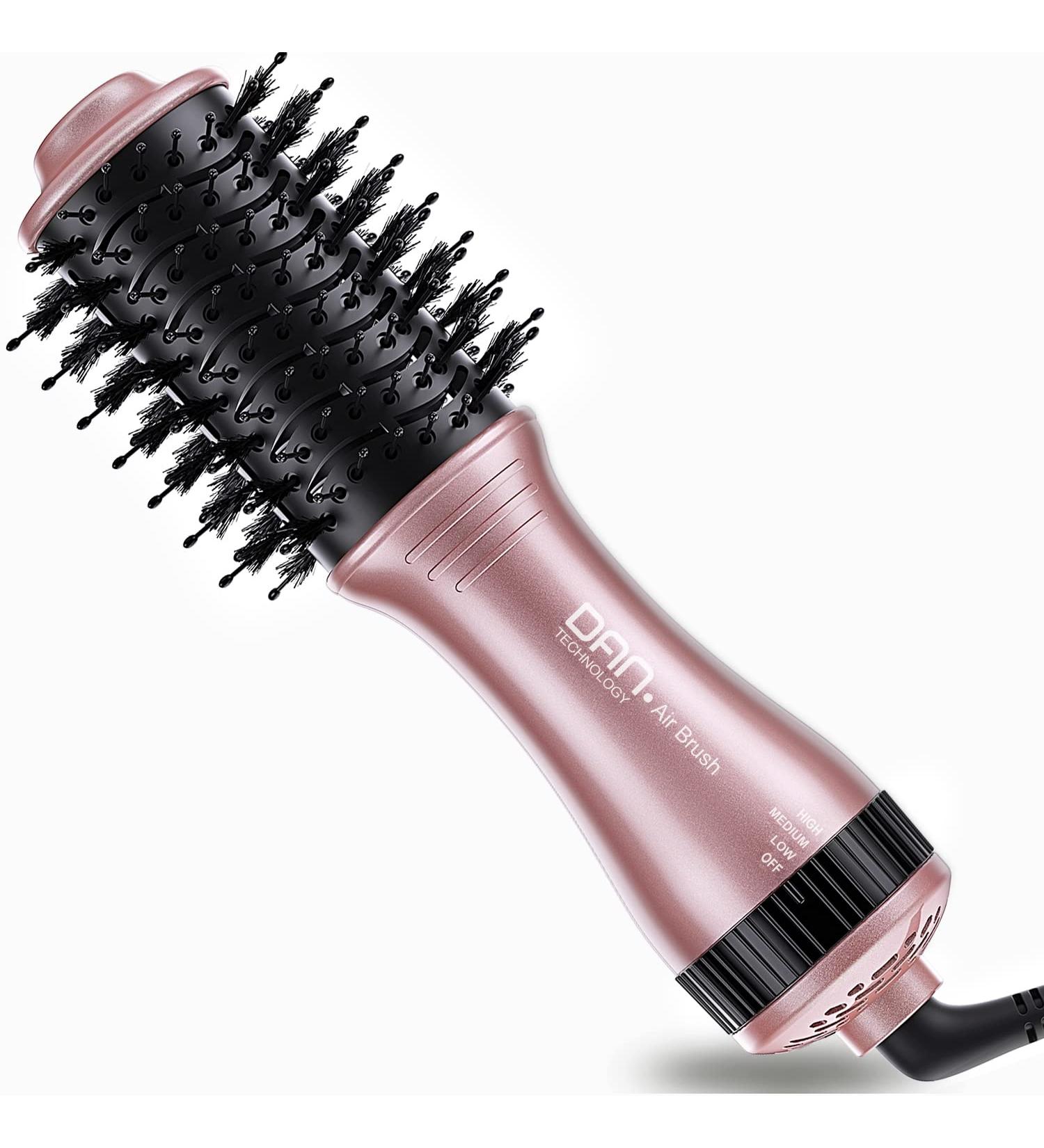 DAN Technology 2-in-1 Small Hair Dryer Volumizer & Styler - Lightweight Electric Ceramic Round Brush for Women, Rose - Buy Online on GoSupps.com