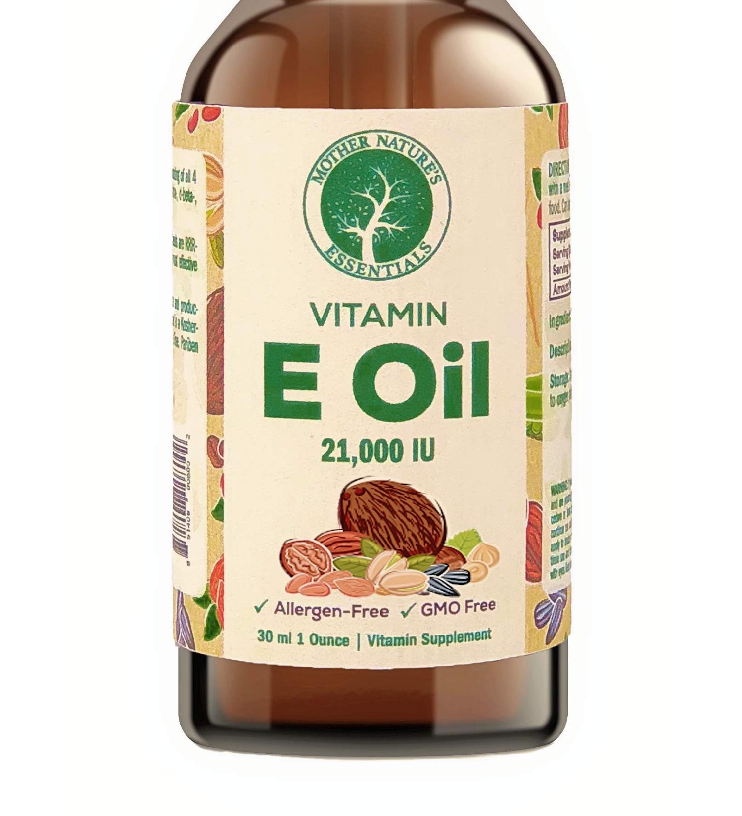 Food Grade Natural Vitamin E Oil 21,000 IU - 1oz - d-Alpha Tocopherol - Mother Nature's Essentials - Buy Online on GoSupps.com