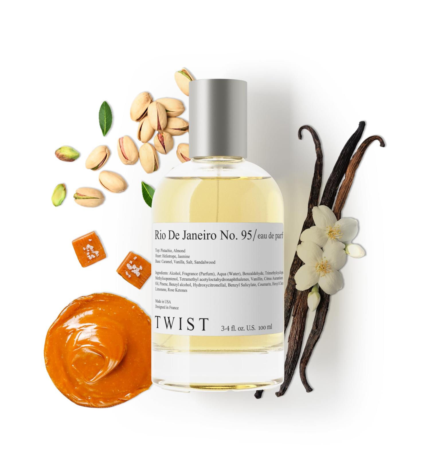 Twist Rio De Janeiro No. 95 Inspired by S. D. Janeiro's 62 Pistachio & Salted Caramel Long Lasting Perfume For Women Paraben Free Vegan Clean Ingredients Fragrance - Spray 100 ml | 3.4 fl. oz. Rio De Janeiro No. 95 - Inspired by S.D. Janeiro 3.4 Fl Oz (Pa - Buy Online on GoSupps.com