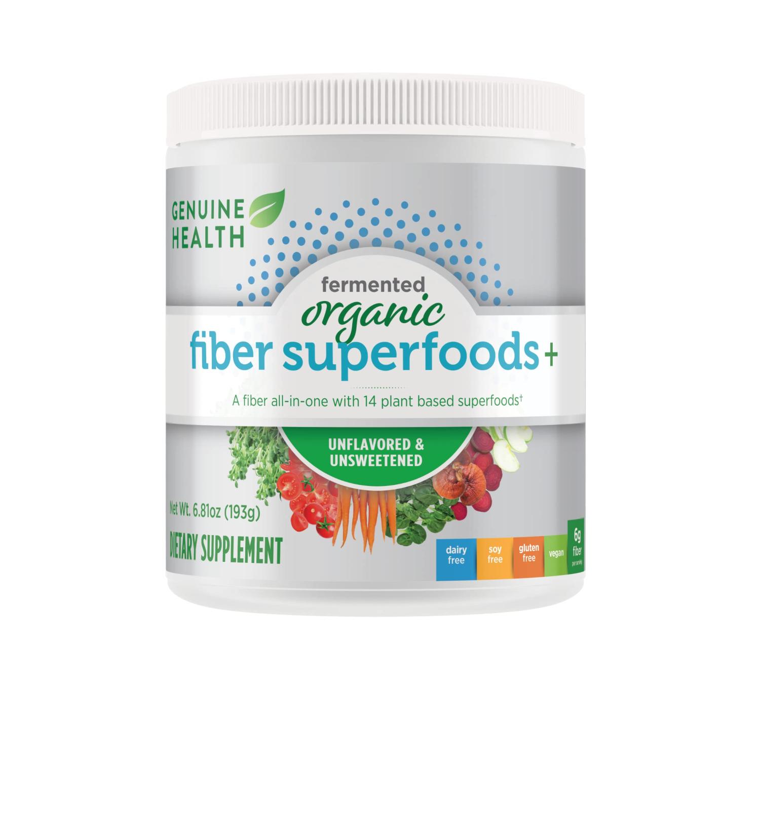 Genuine Health Fermented Prebiotic Superfoods+ 191g Tub - 21 Servings | Unflavored & Unsweetened Vegan Powder - Buy Online on GoSupps.com