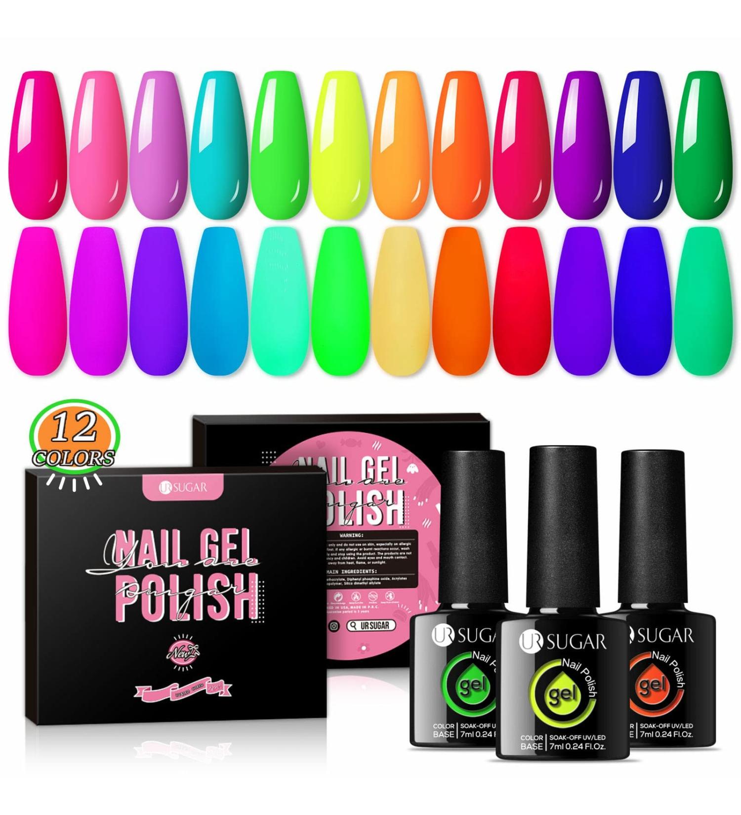 UR SUGAR Neon Gel Nail Polish Set - 12 Vibrant Colors for DIY Manicure Fluorescent Spring & Summer Nail Art Kit - Buy Online on GoSupps.com