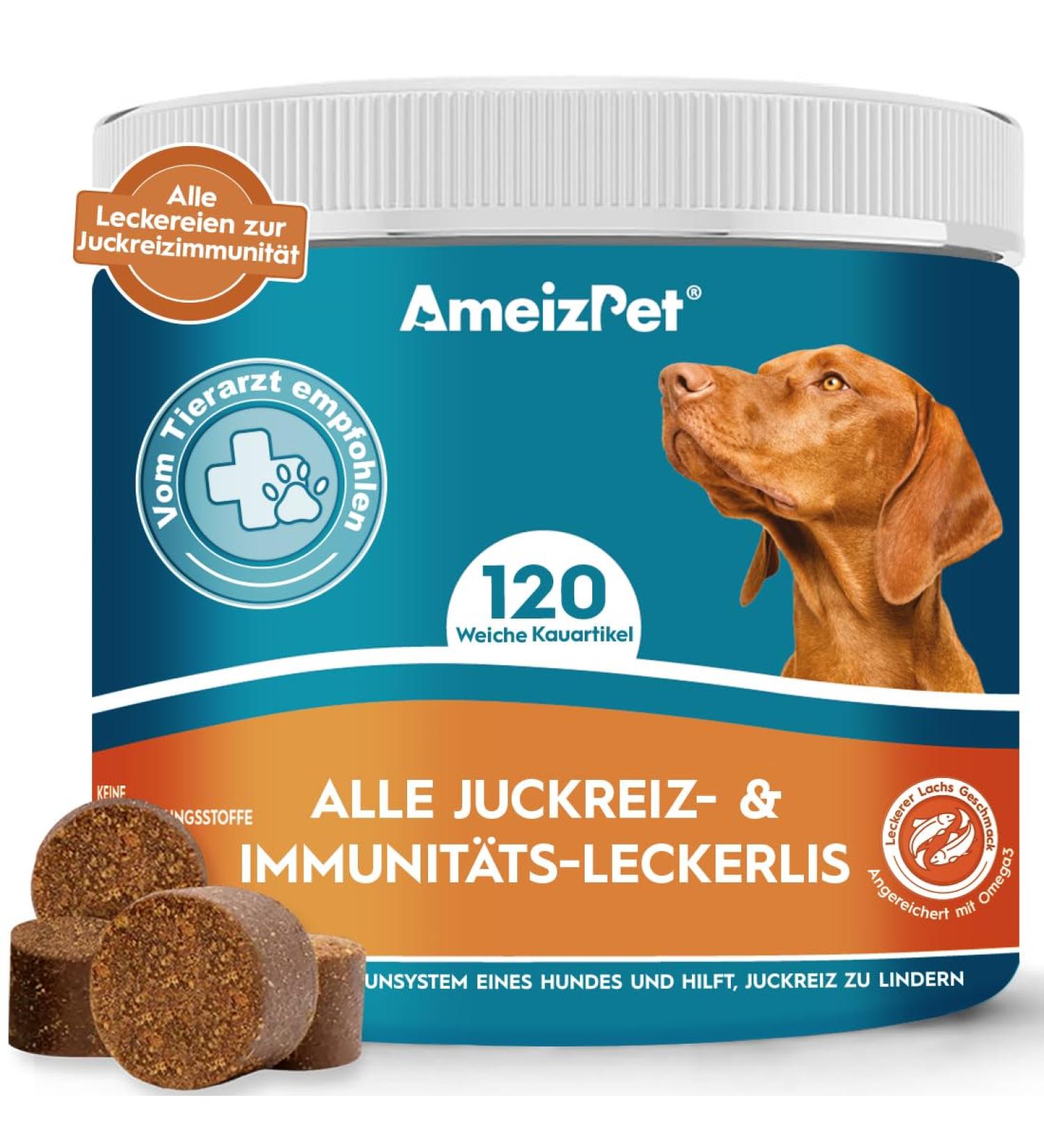 Ameizpet Dog Soft Treats | Anti-Itching & Immunity Snacks for Itchy Skin | 120 Digestive Treats for Dogs - Buy Online on GoSupps.com