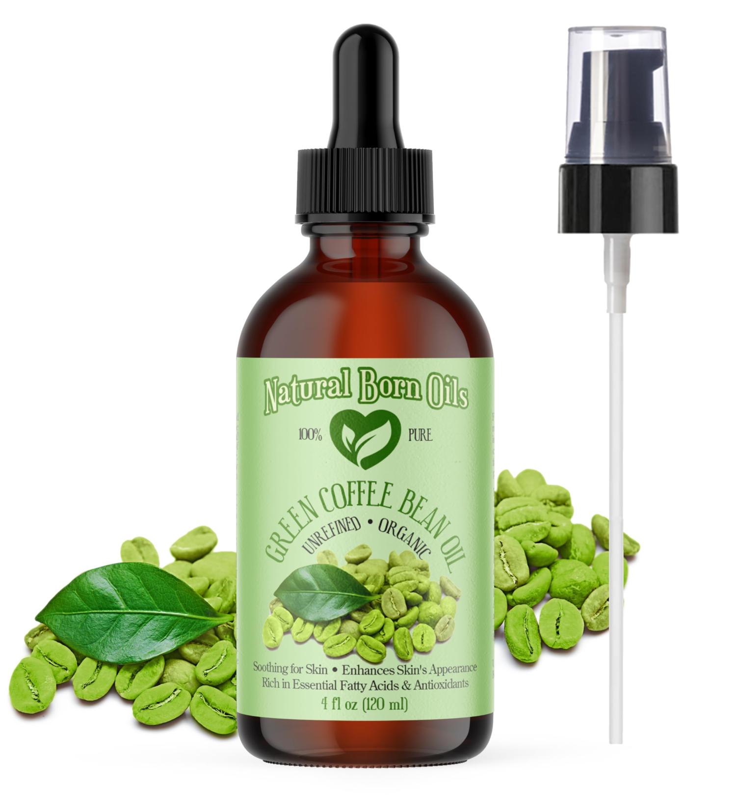 Natural Born Oils Green Coffee Bean Oil 4oz Organic Cold-Pressed Rich in Antioxidants Perfect for Skin Firming Hair Strengthening - Buy Online on GoSupps.com