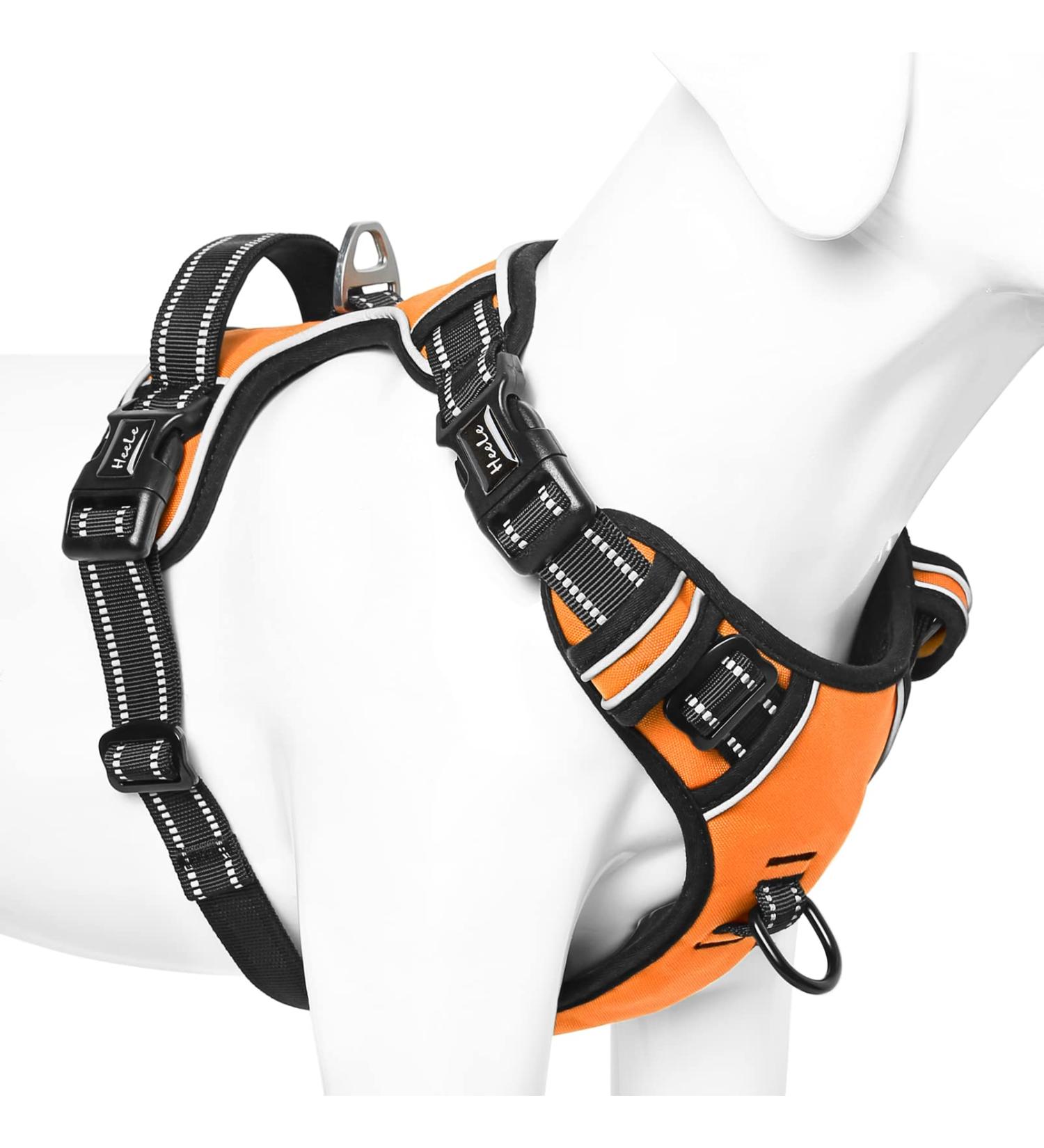 Adjustable Breathable No-Pull Dog Harness for Small Dogs | Reflective Padded Handle | Heele Orange Dog Harness | Sizes 35-61cm - Buy Online on GoSupps.com