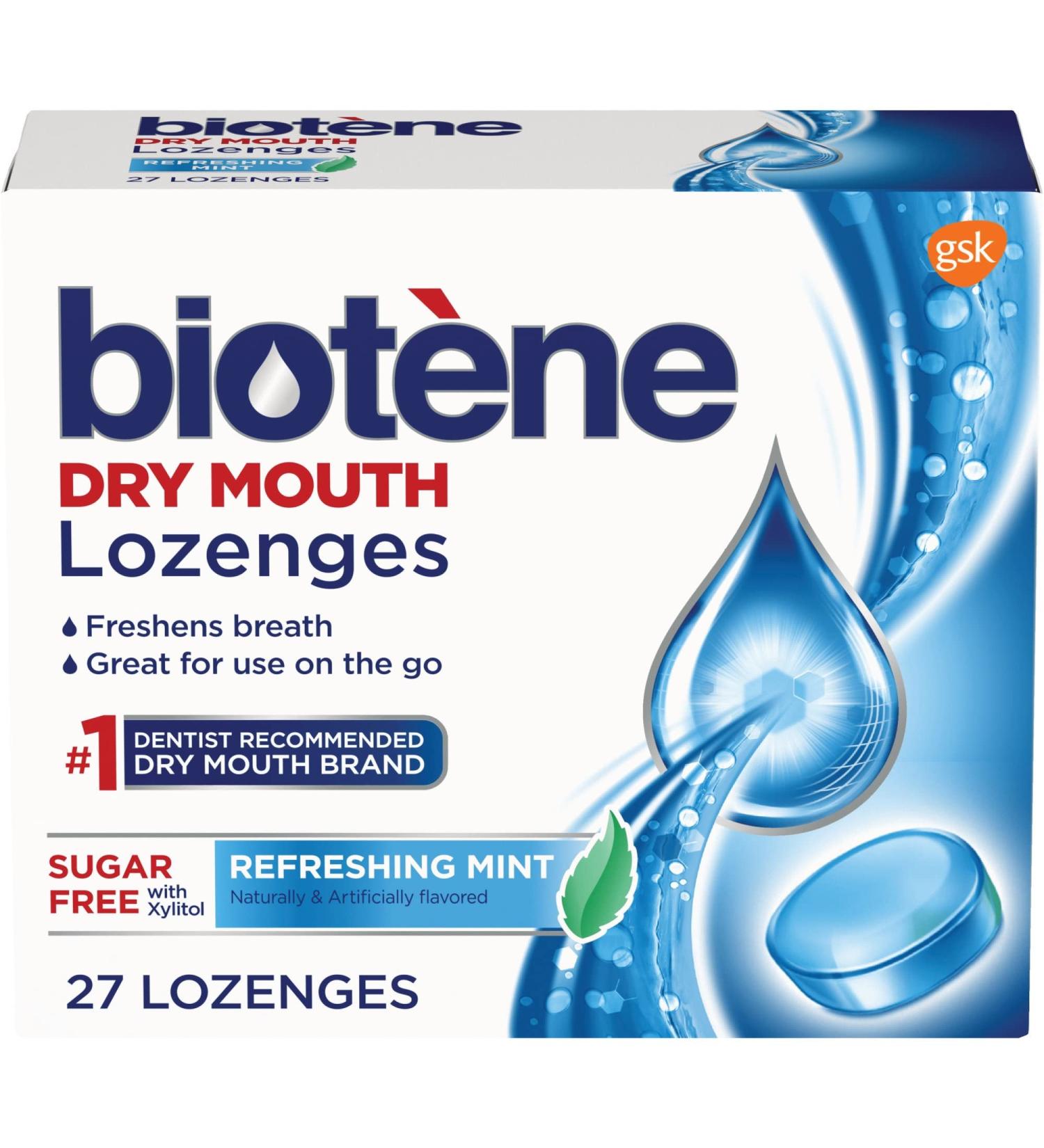 Biotene Lozenges, Dry Mouth Lozenges for Fresh Breath, Refreshing Mint, 27 Count