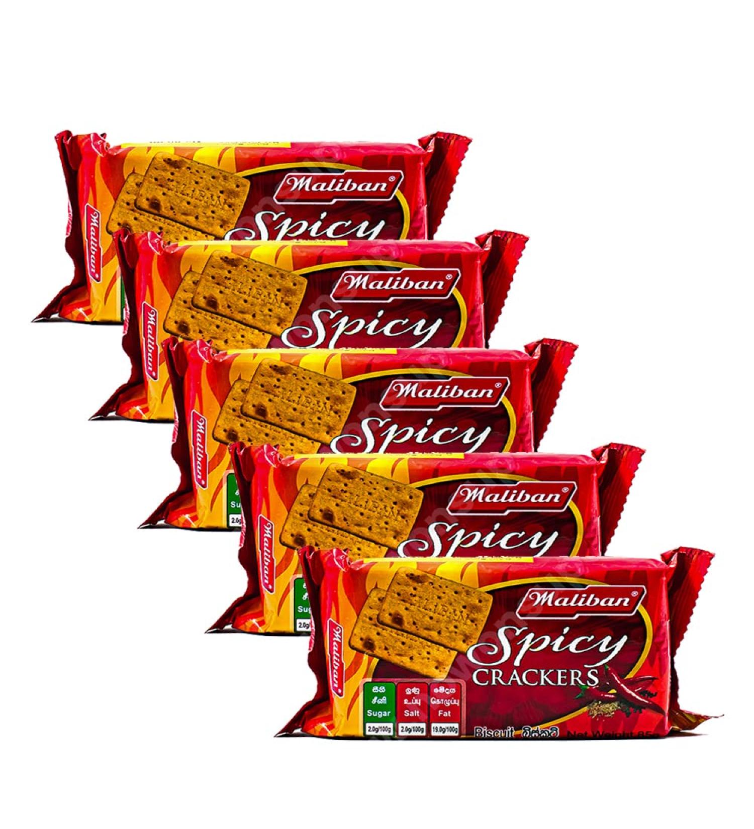 Maliban Spicy Cream Crackers | 85G | Biscuits | Tea Time Snacks | Crispy And Crunchy | Milky Taste | Srilankan Origin (Pack of 5) - Buy Online on GoSupps.com