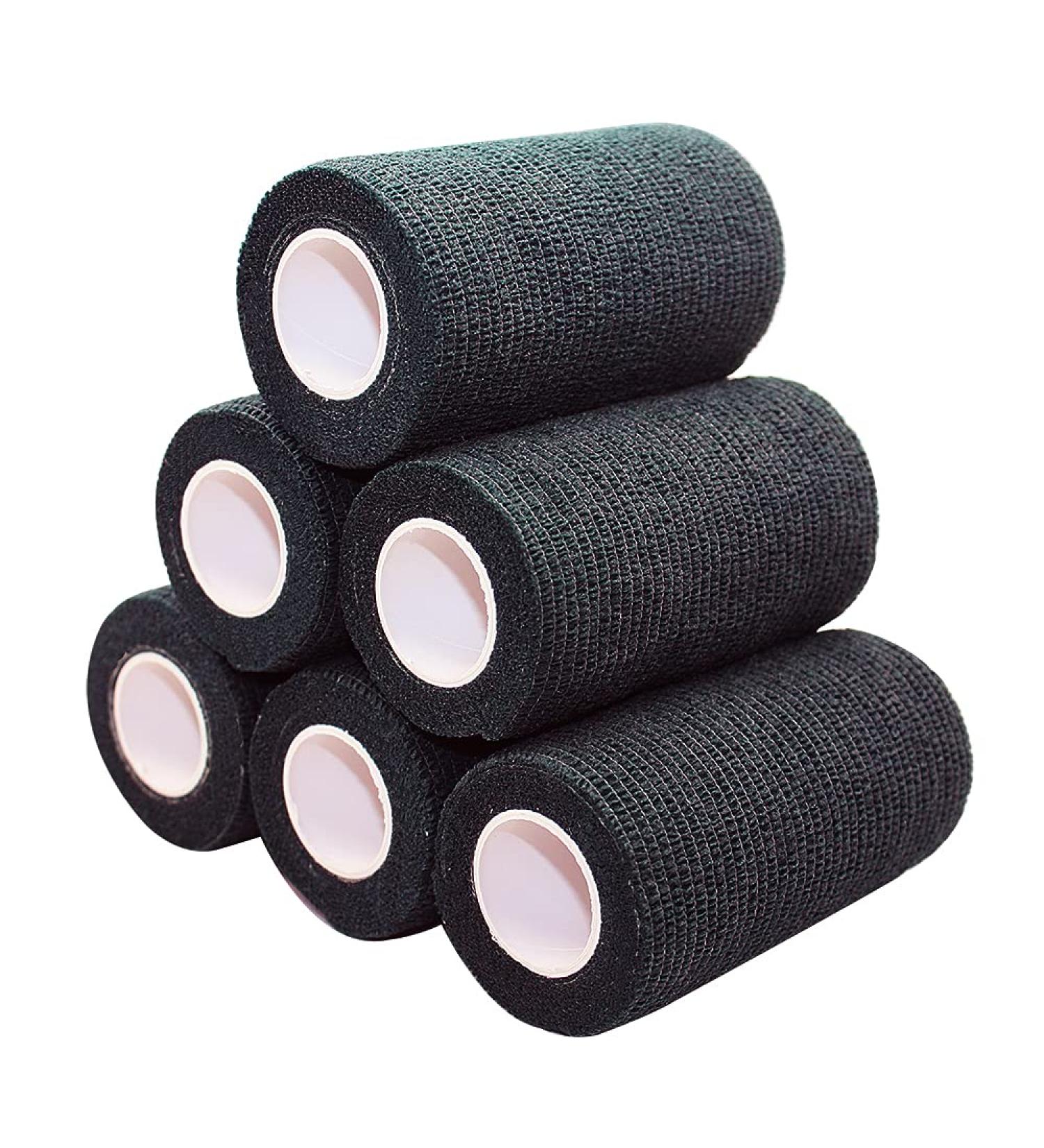 MINGYUE Self Adhesive Bandage Wrap - 6 Pack of 4"x5 Yards Athletic Tape for Sports Wrist & Ankle - Cohesive Vet Tape (Black - Buy Online on GoSupps.com