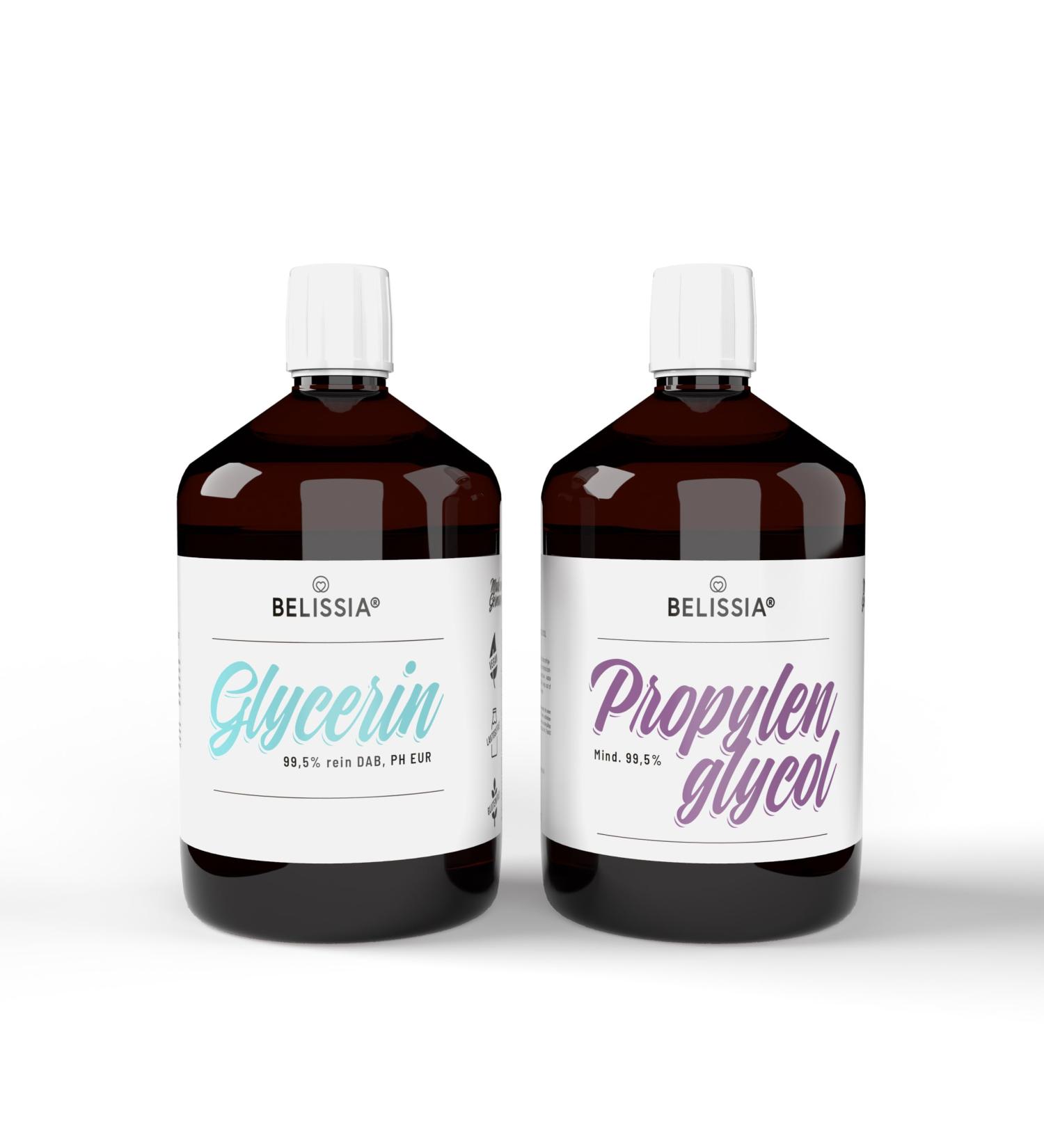 Belissia glycerin 500ml + propylene glycol 500ml - high -purity VG glycerin (99.5%) liquid E422 500ml + PG propylene glycol (99.9%) liquid E1520 500ML - PUR 0%additives 500ml PG + 500ml VG