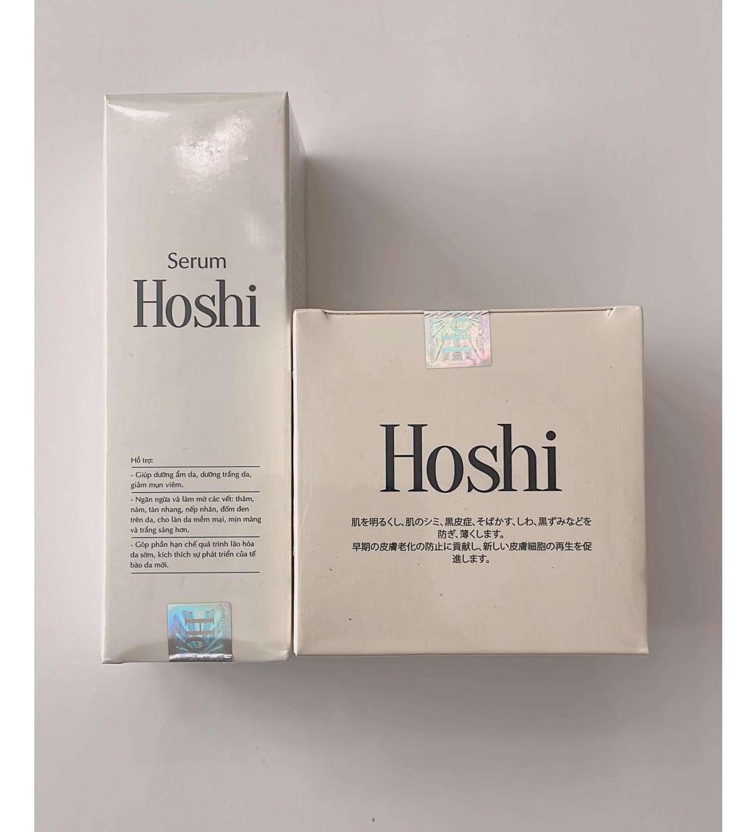 Hoshi Kem Dark Spot Cream (30g) and Serum (30ml) Adavanced Skin Care for Night and Day. Purified Water Collagen and Niacinamide. Kem Tri Nam Nhat Ban Off White