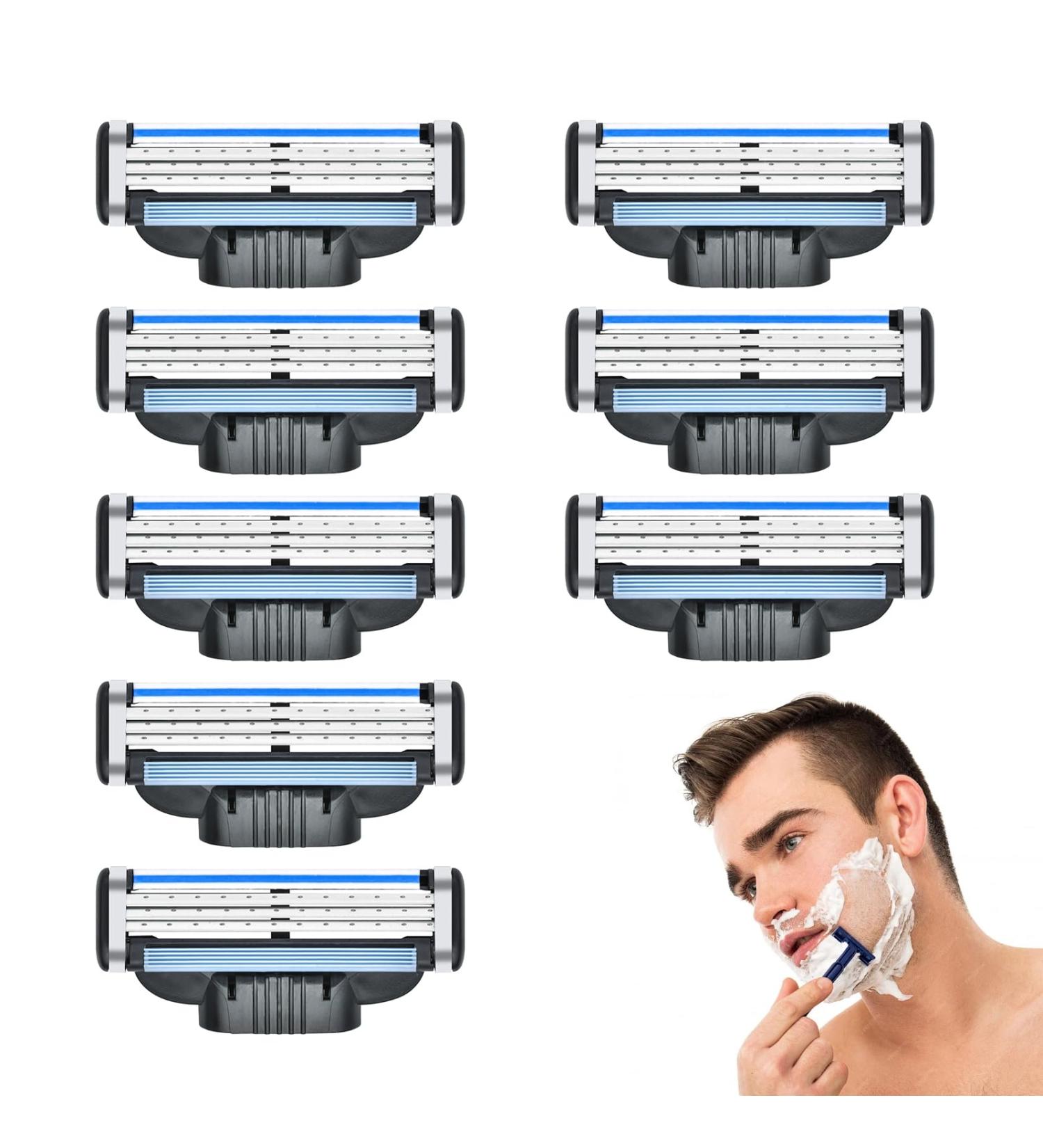 8 x Razor Blades Razor Blades for Wet Razors for Men 3 Layer Razor Blades Compatible with Mach 3 for Fast and Close Shavin - Buy Online on GoSupps.com