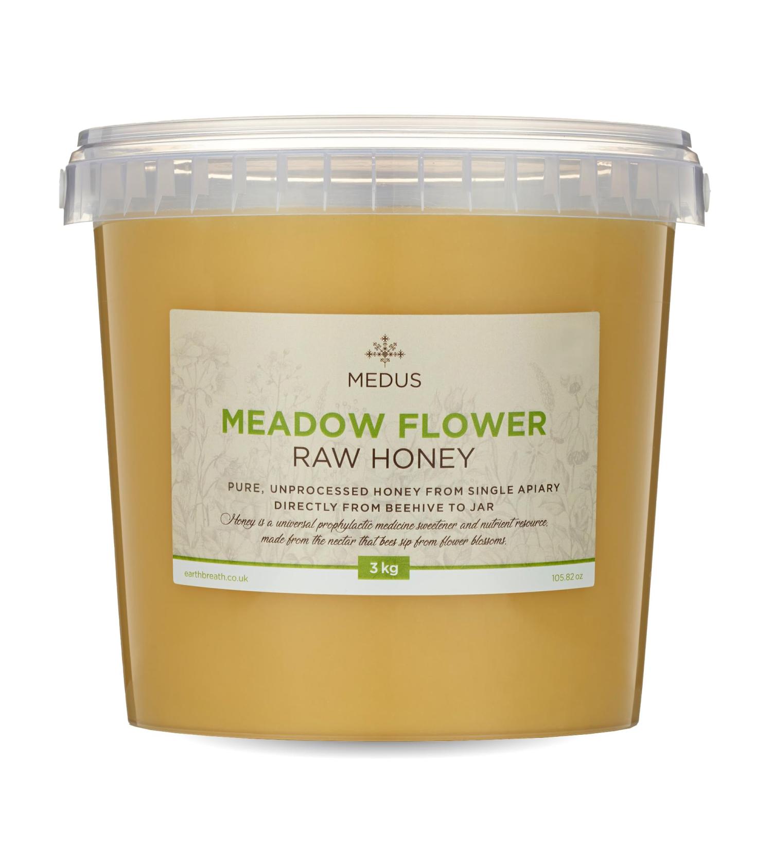 Earthbreath Miel brut de fleurs de prairie 3 kg Biologique pur non pasteuris et non filtr Superaliments sains dulcorant naturel pour la cuisine le caf le th le jus les boissons - Buy Online on GoSupps.com