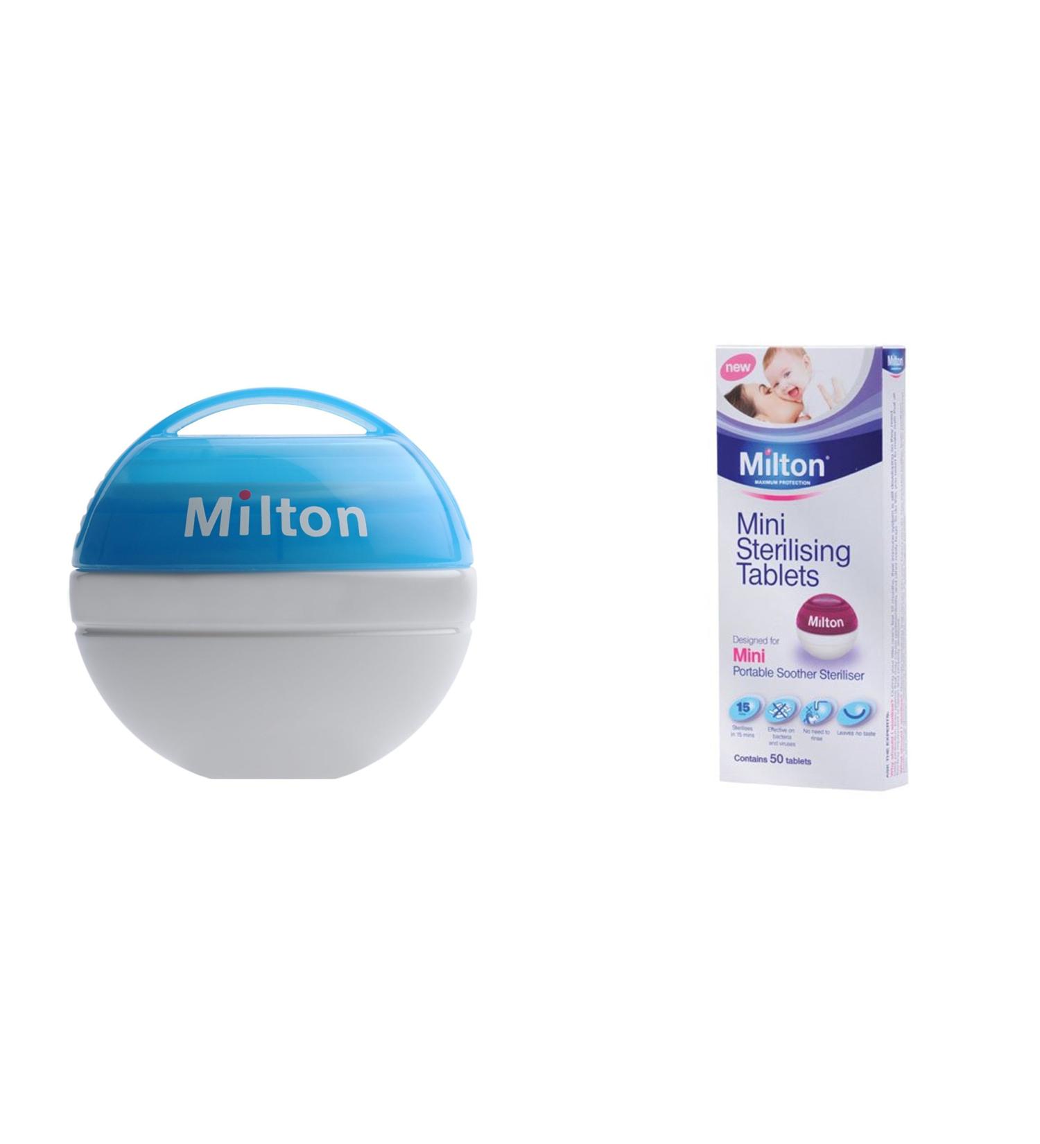 Milton Mini Soother Steriliser (Blue) with 50 Tablets - Effective Sterilisation for Baby's Pacifiers - Buy Online on GoSupps.com