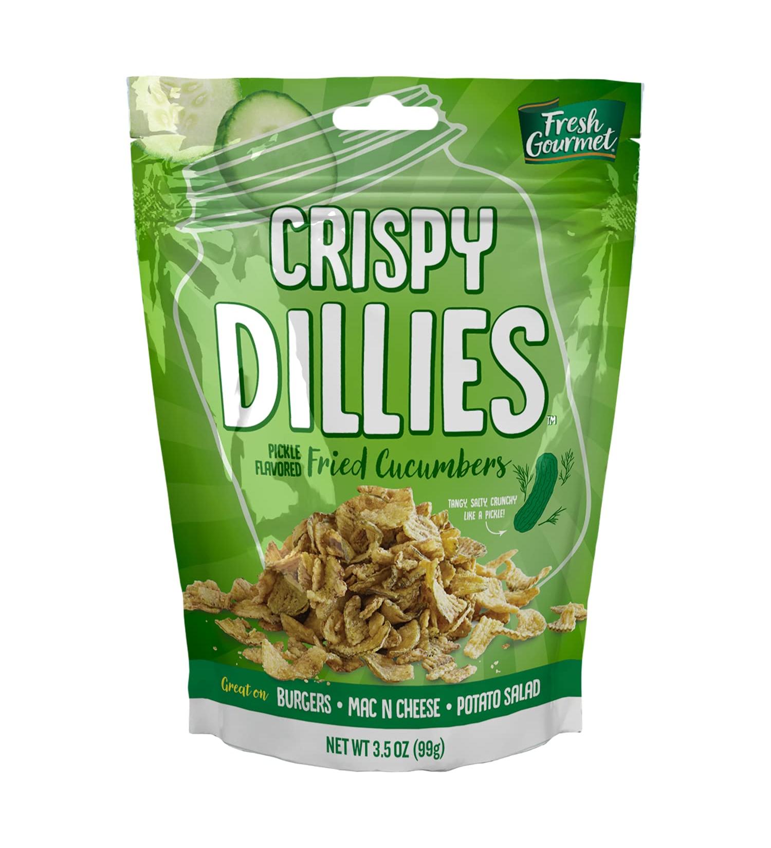 Fresh Gourmet Crispy Dillies Pickle Flavored Fried Cucumbers 3.5oz (Pack of 6) | Low Carb & Crunchy Snack/Sandwich Topper - Buy Online on GoSupps.com
