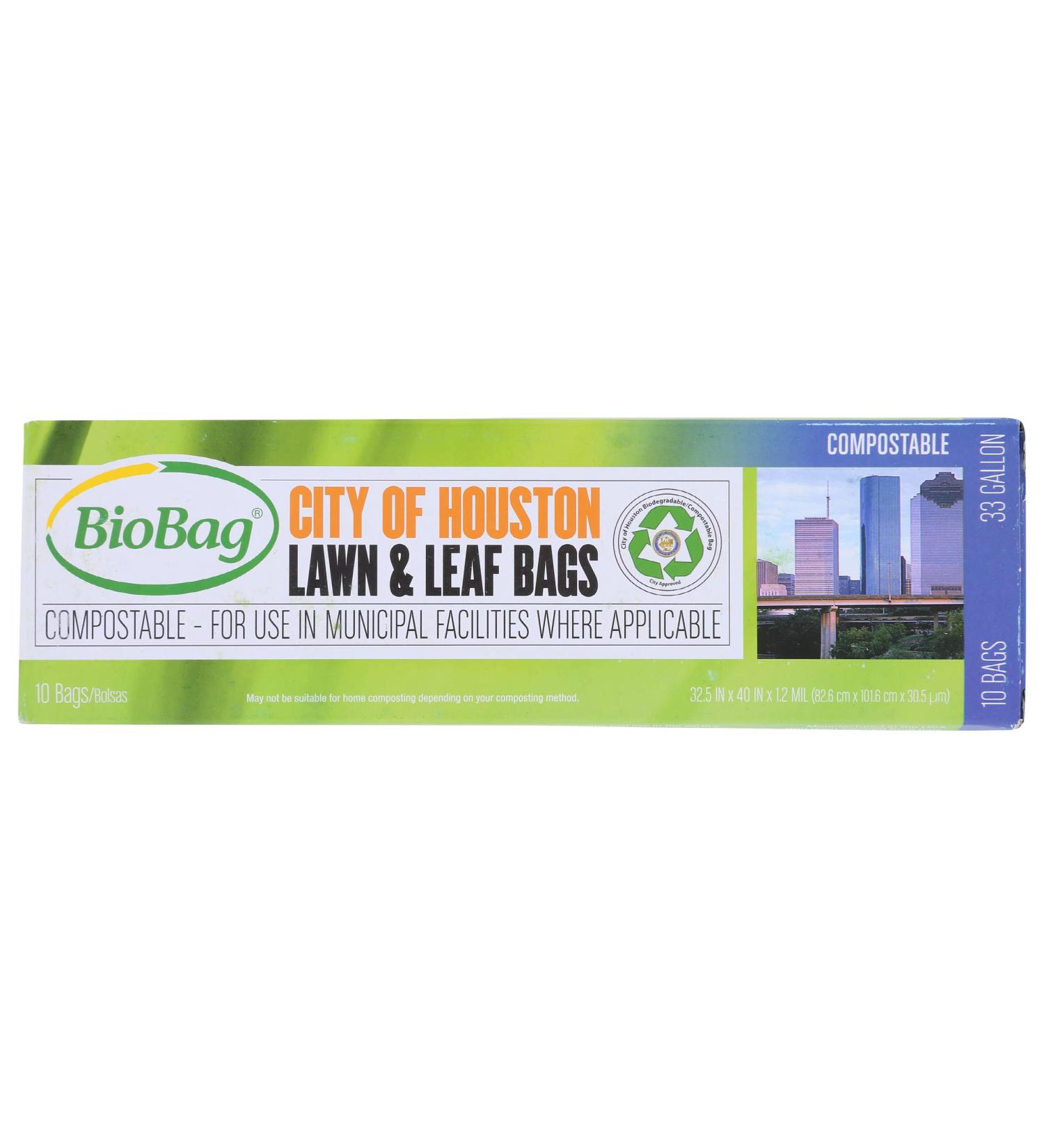 Biobag City of Houston 33 Gallon Lawn & Leaf Bags - 10 Pack - Buy Online on GoSupps.com