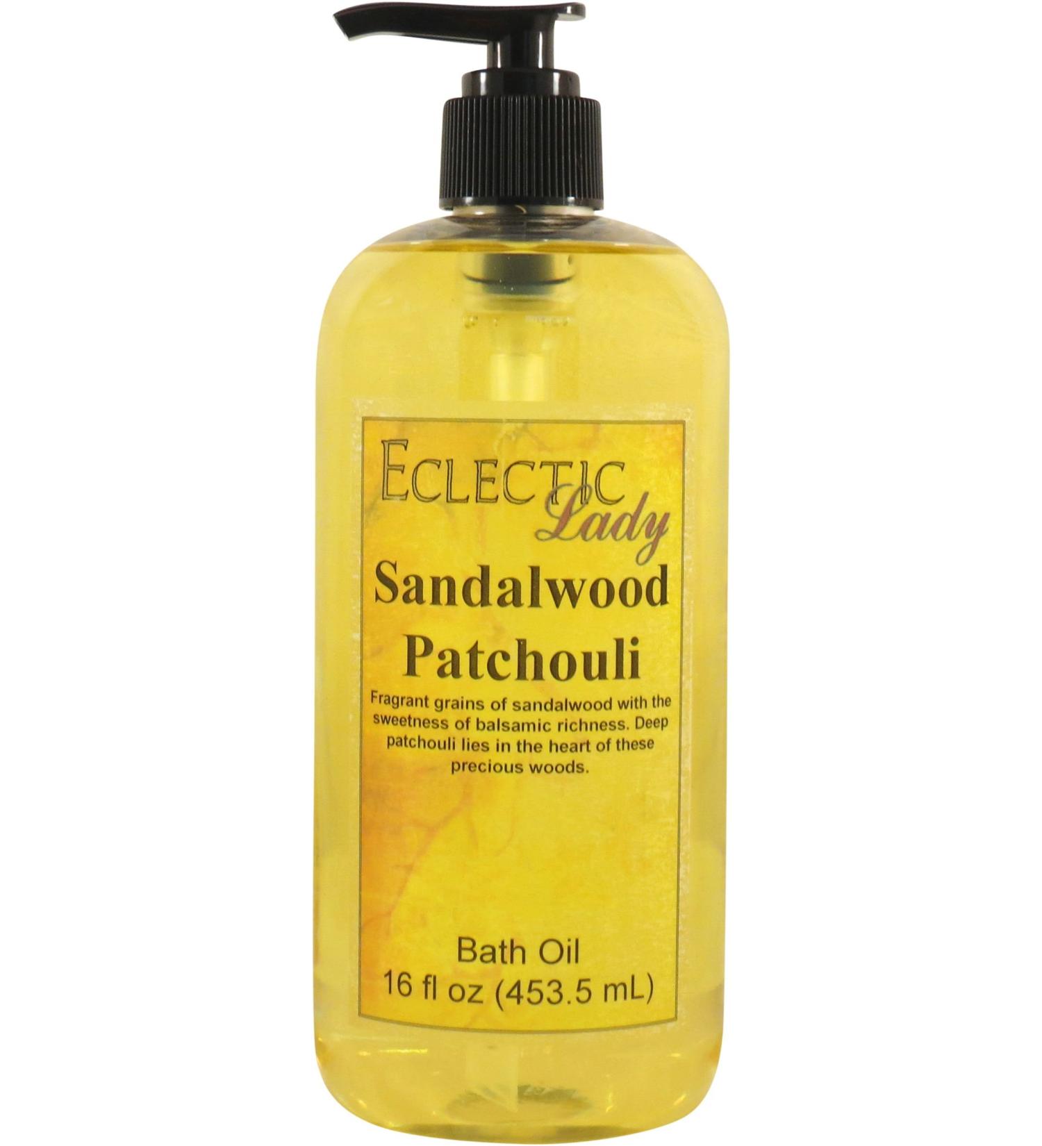 Sandalwood Patchouli Bath Oil 16oz by Eclectic Lady - Luxurious and Relaxing - Buy Online on GoSupps.com
